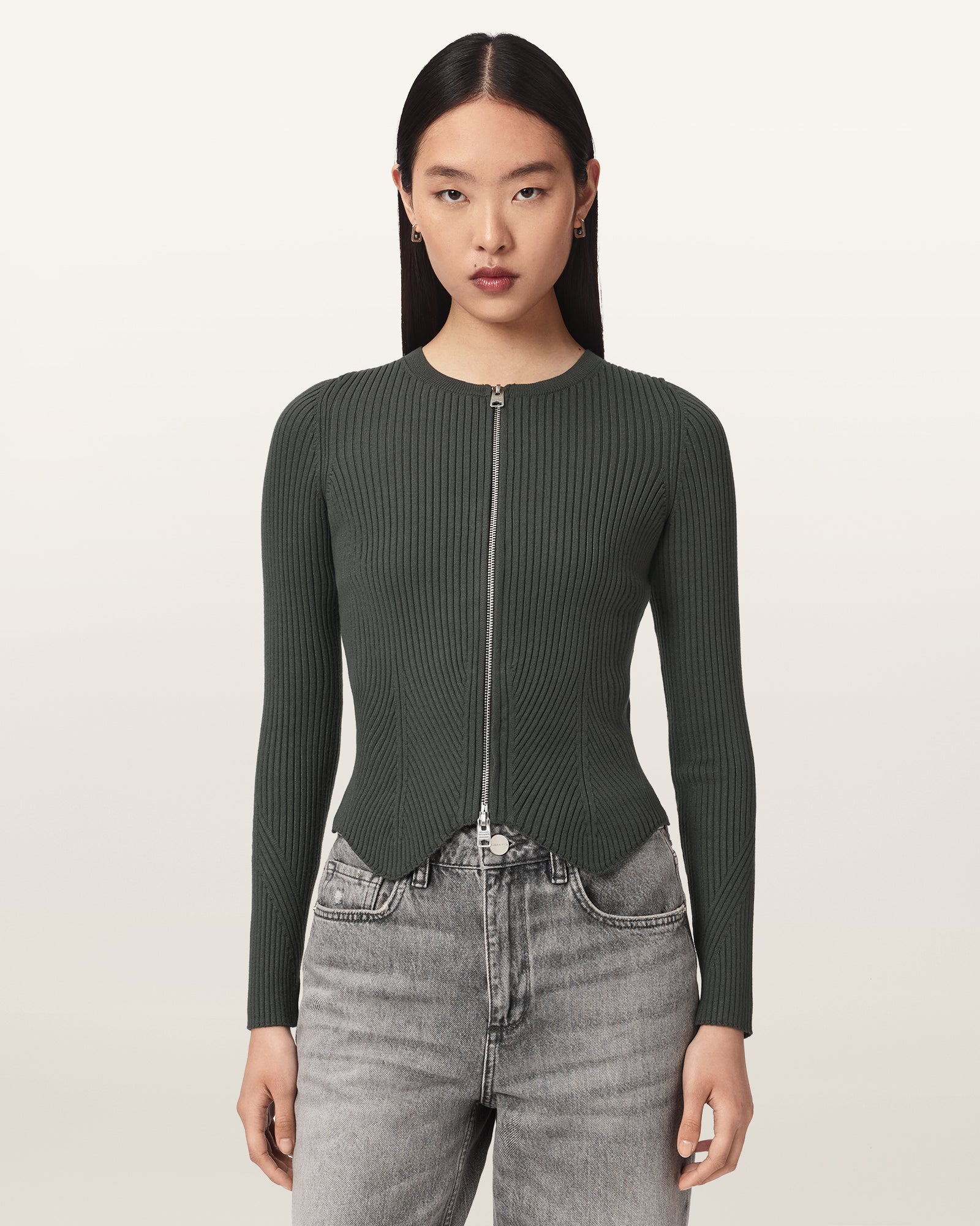 WILD GREEN Color Cruz Zip Cardigan from AllSaints