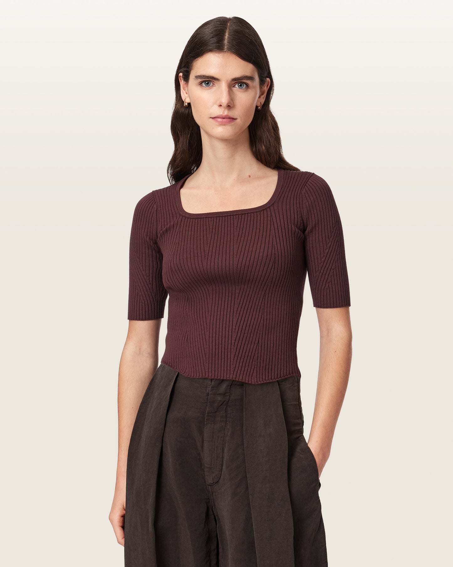 BURNT BROWN Color Cruz Hally Top from AllSaints