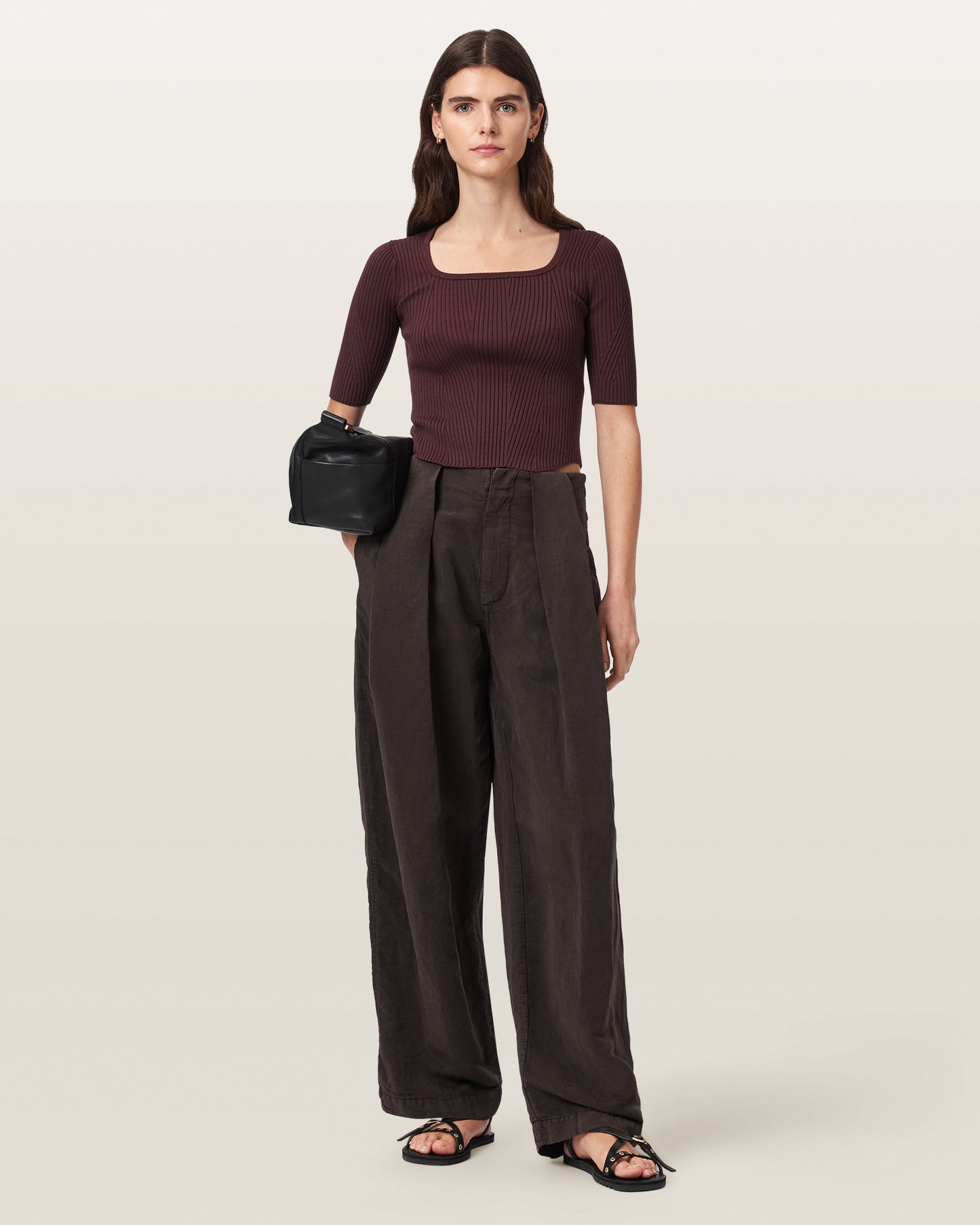 BURNT BROWN Color Cruz Hally Top from AllSaints
