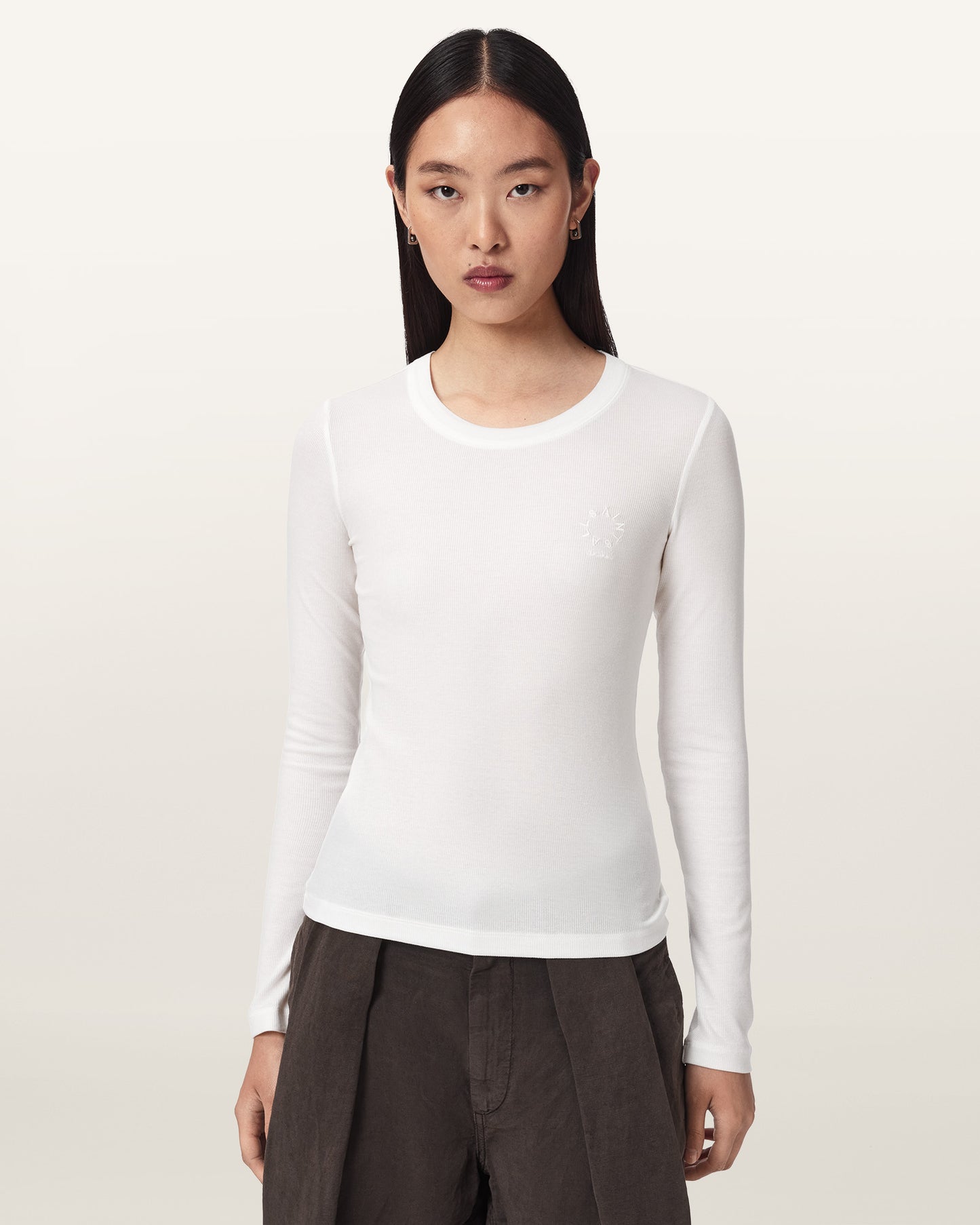 White Color Rina Haven LS Tee from AllSaints