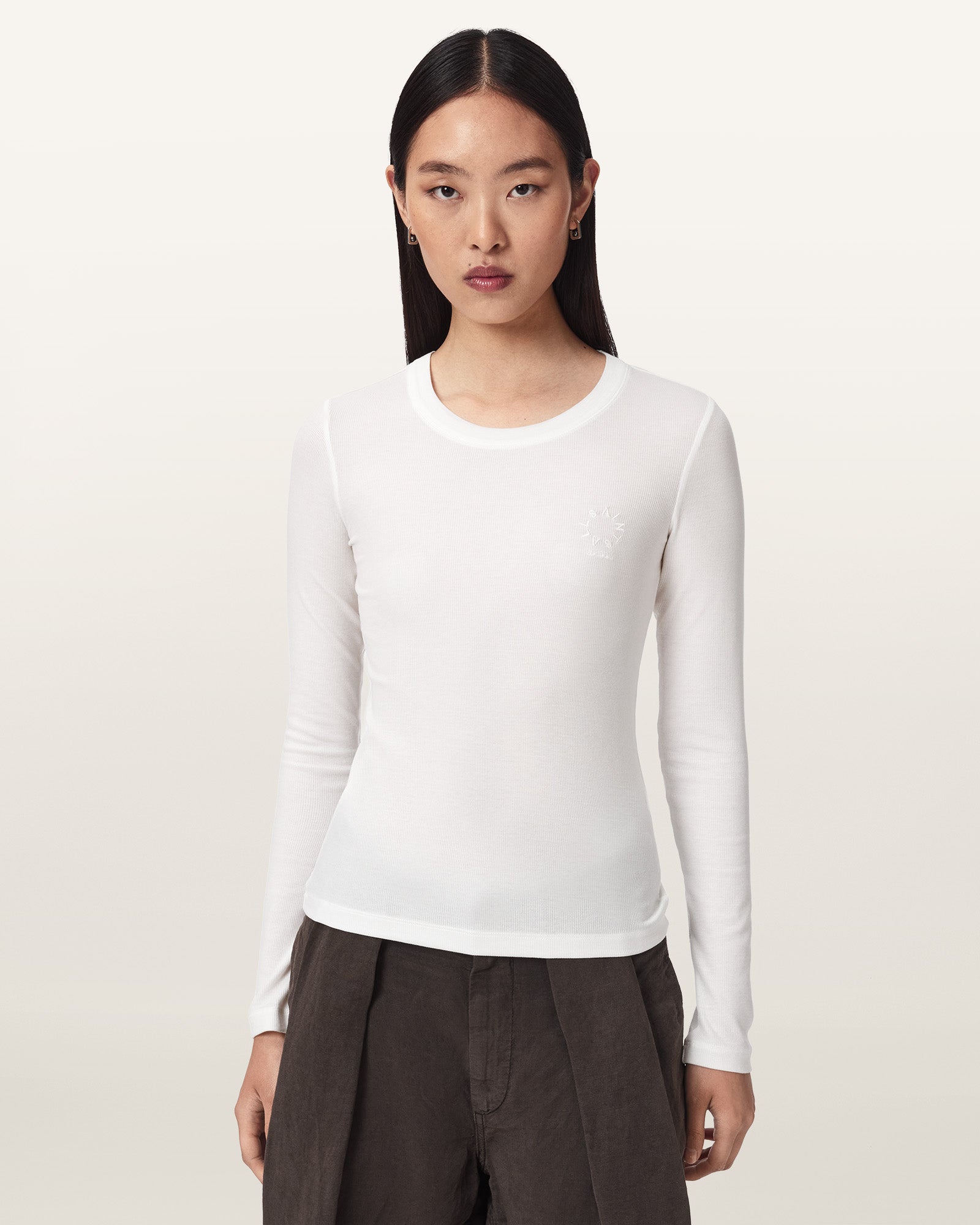 White Color Rina Haven LS Tee from AllSaints