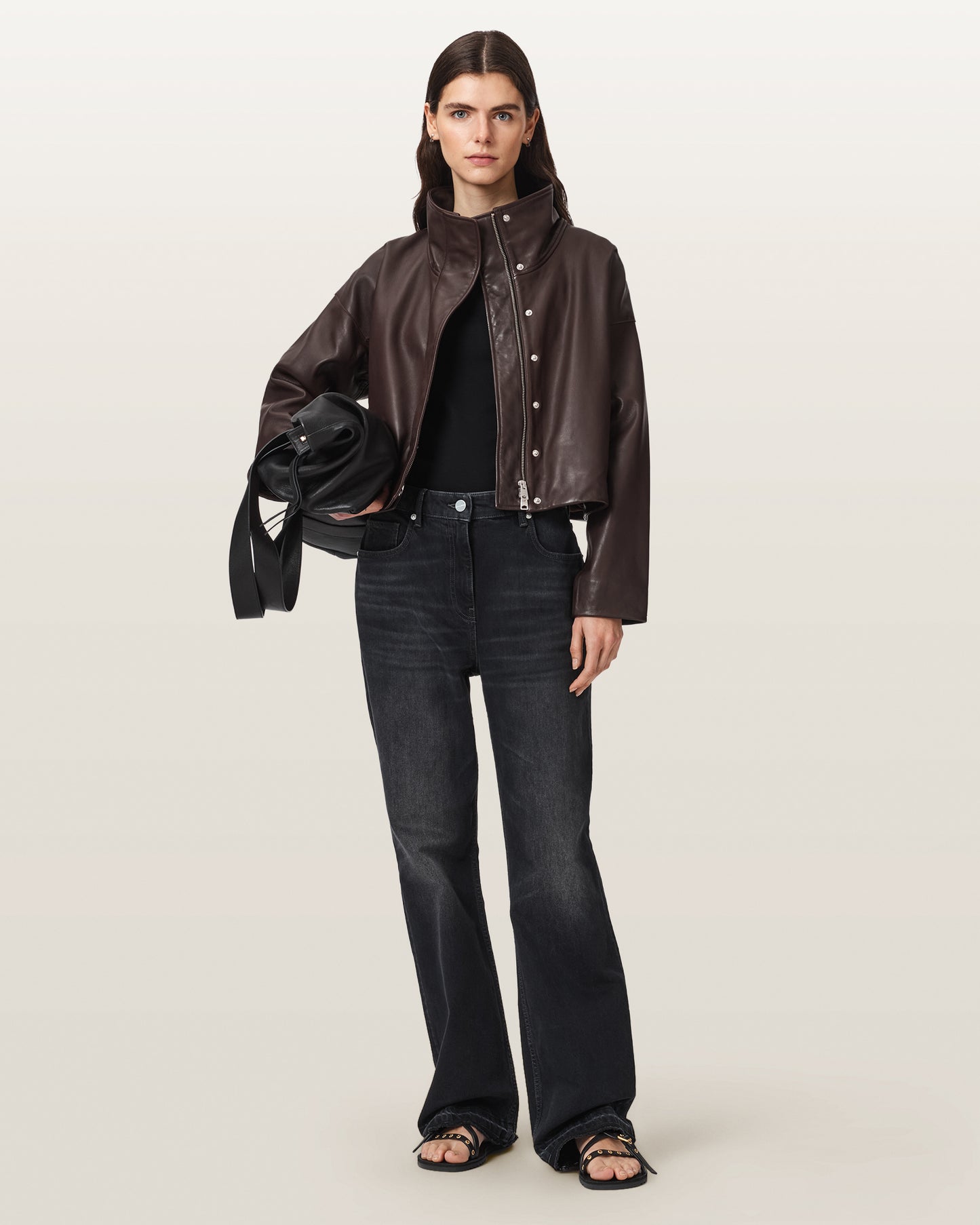 OXBLOOD RED Color Ryder Leather Jacket from AllSaints