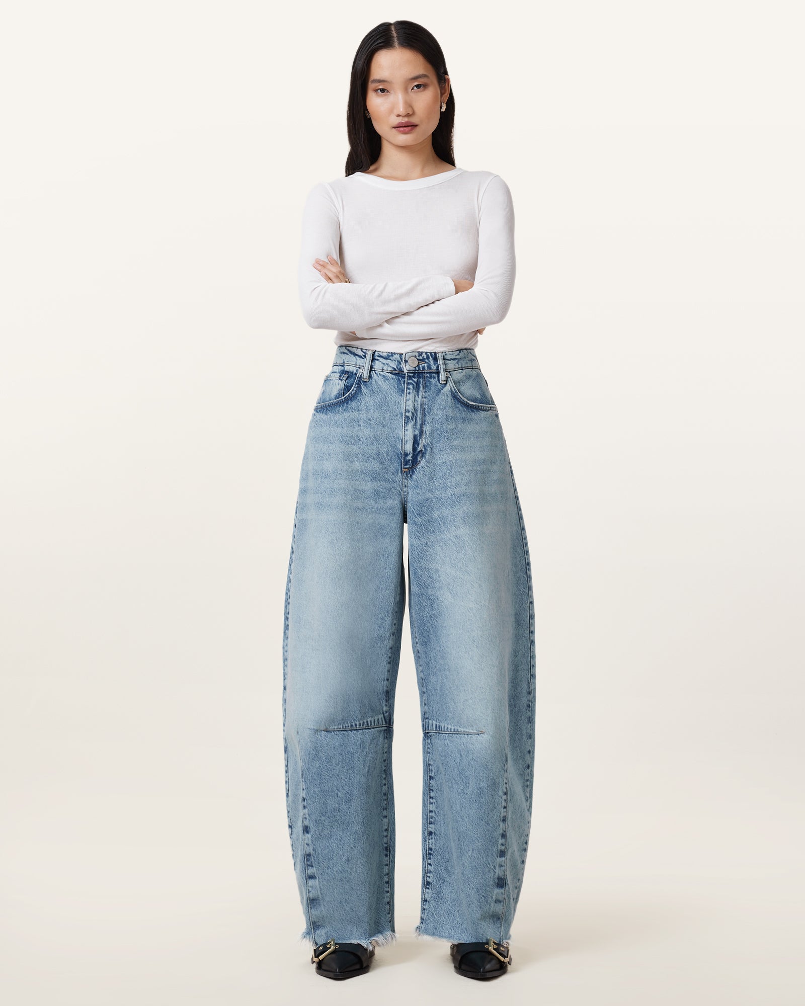 Light Indigo Color Jett Barrel Jean from AllSaints