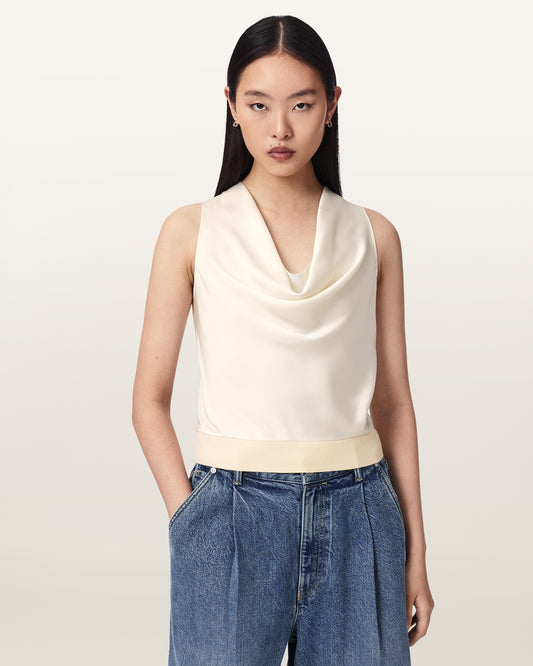 ANTIQUE WHITE Color Zoey Cowl Knitted Top from AllSaints