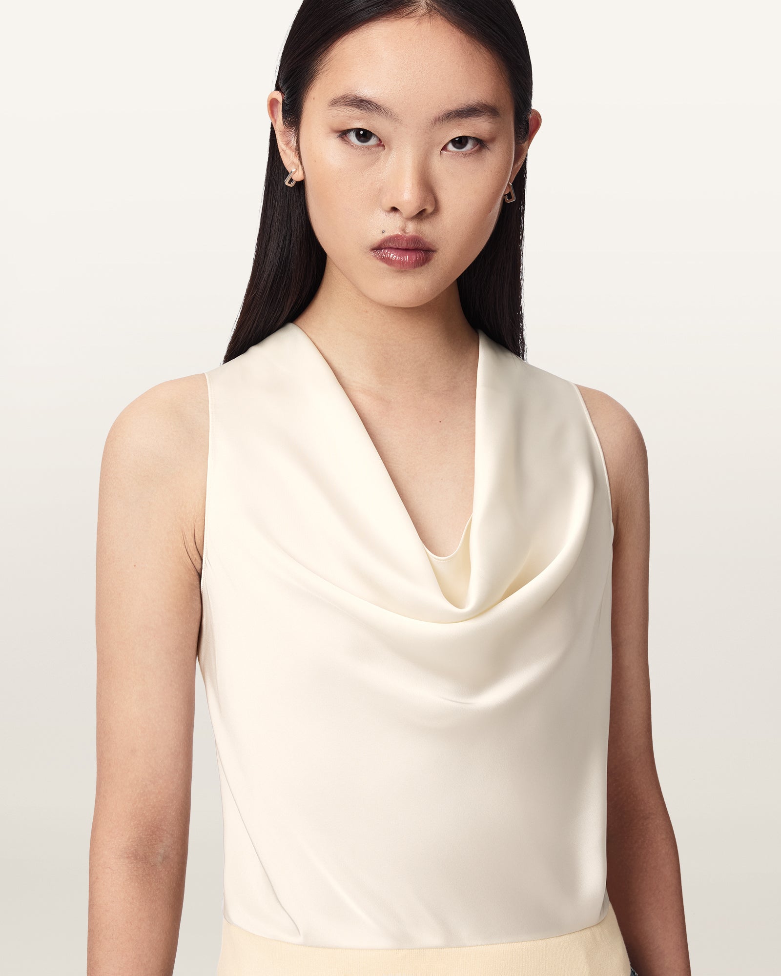 ANTIQUE WHITE Color Zoey Cowl Knitted Top from AllSaints