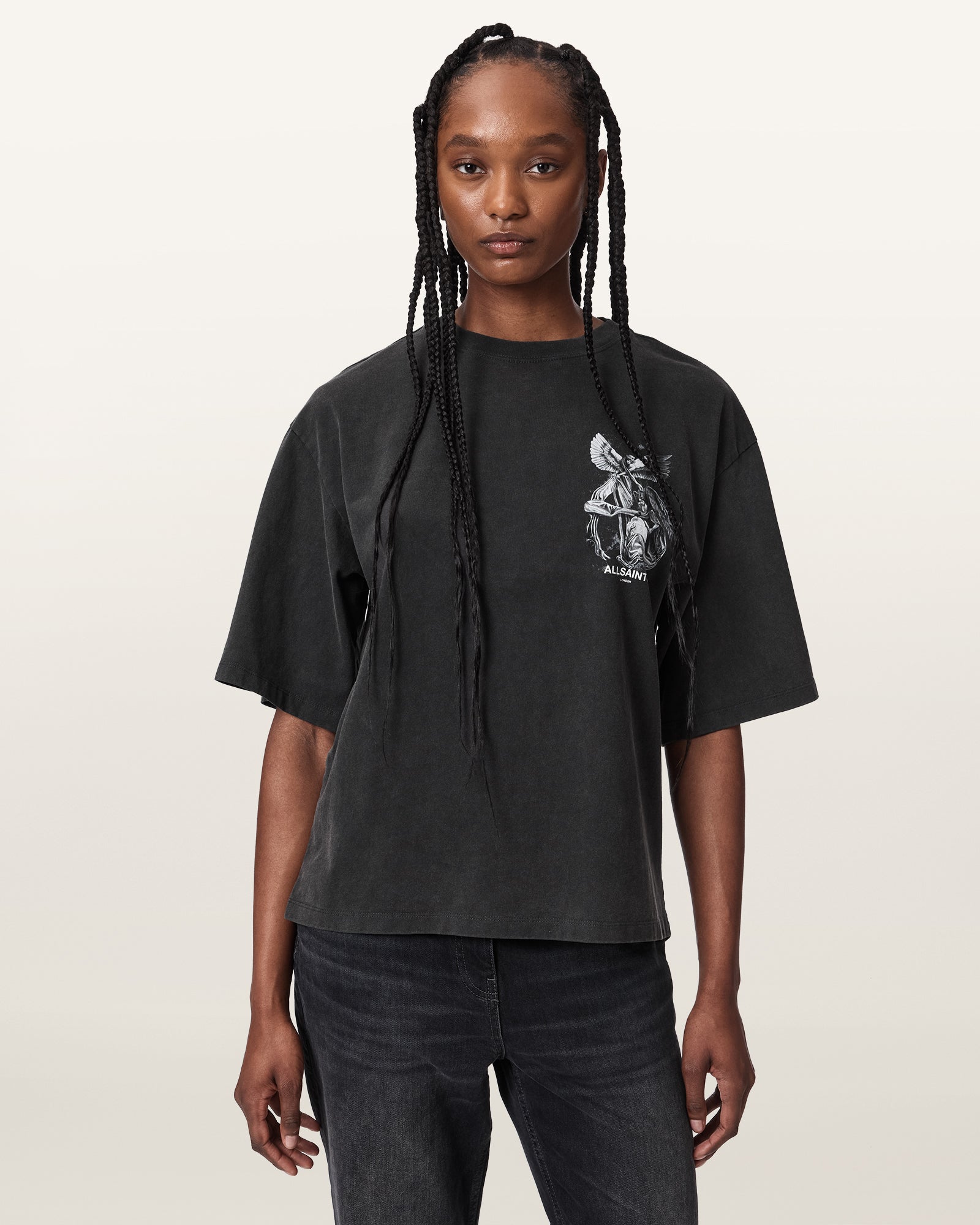 Washed Black Color Seraph Amelie SS Tee from AllSaints
