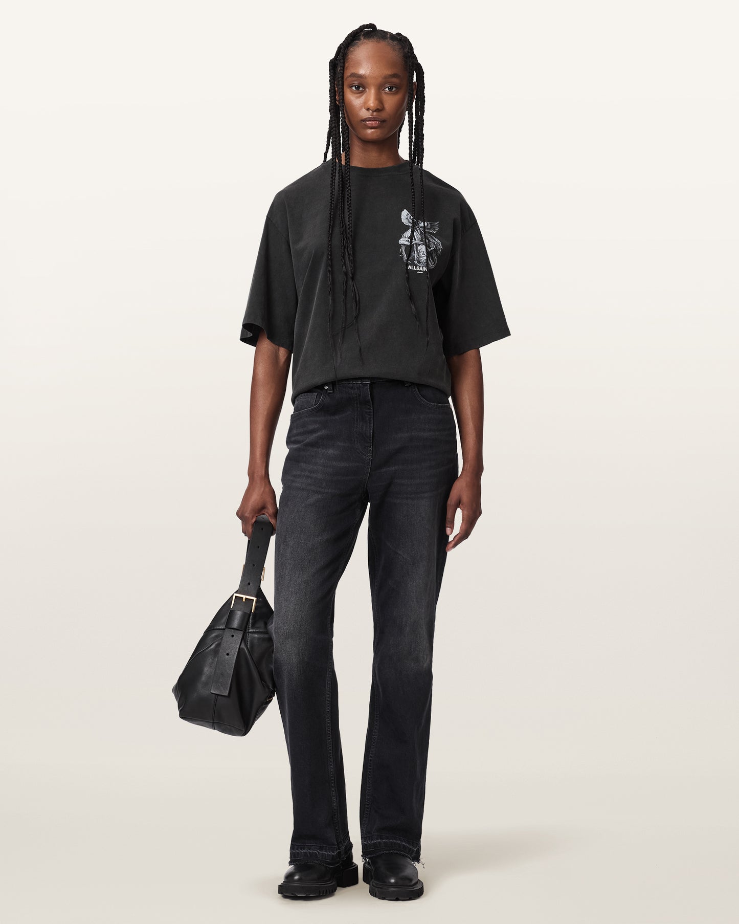 Washed Black Color Seraph Amelie SS Tee from AllSaints