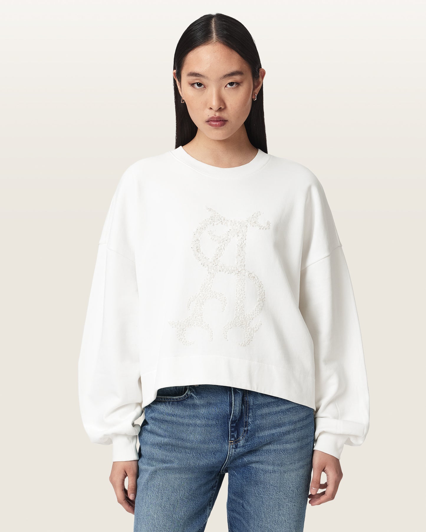 Optic White Color Reflex Lila Sweatshirt from AllSaints