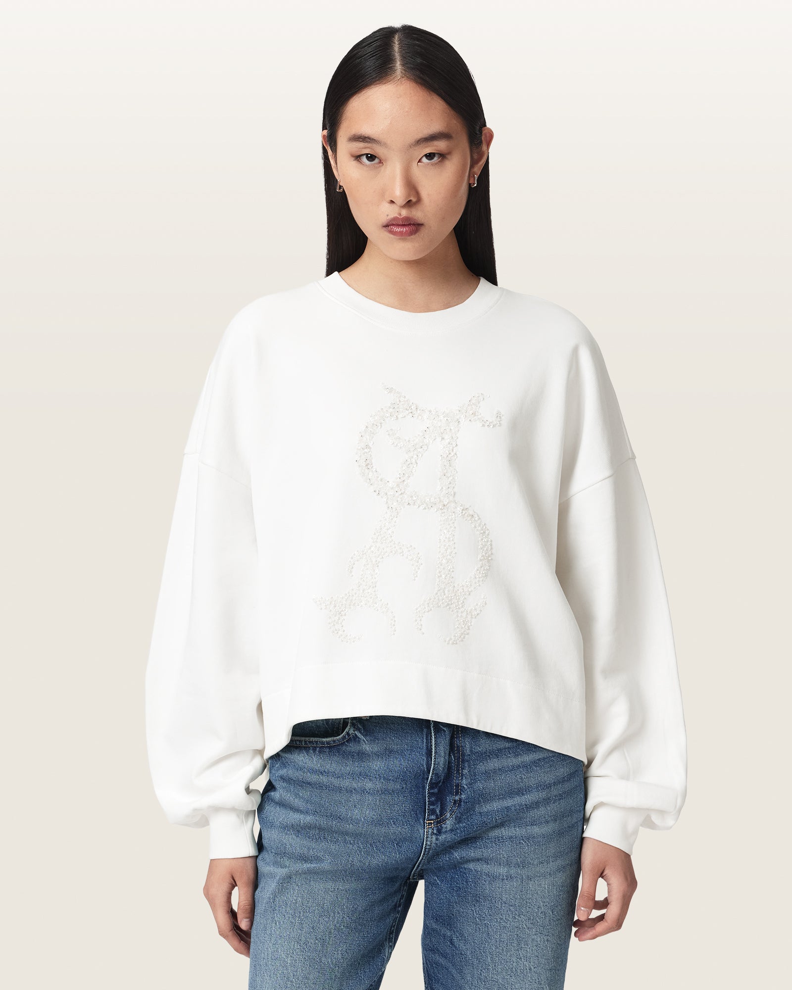 Optic White Color Reflex Lila Sweatshirt from AllSaints