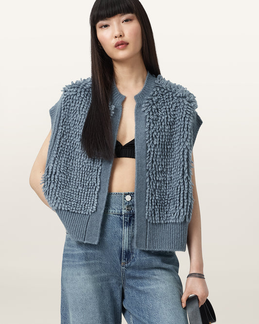 SLATE BLUE Color Elias Knitted Gilet from AllSaints
