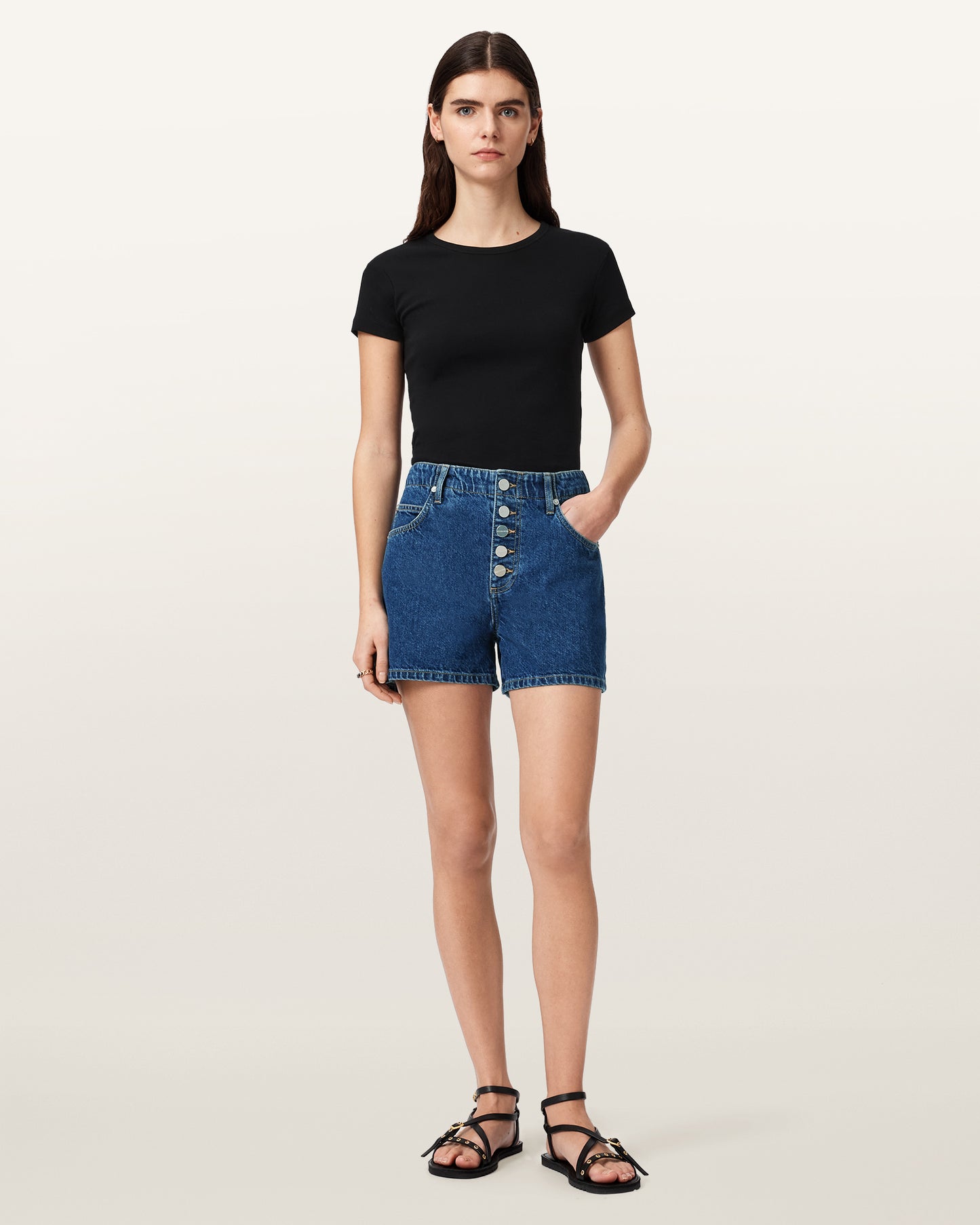 Dark Indigo Color Tay Denim Short from AllSaints