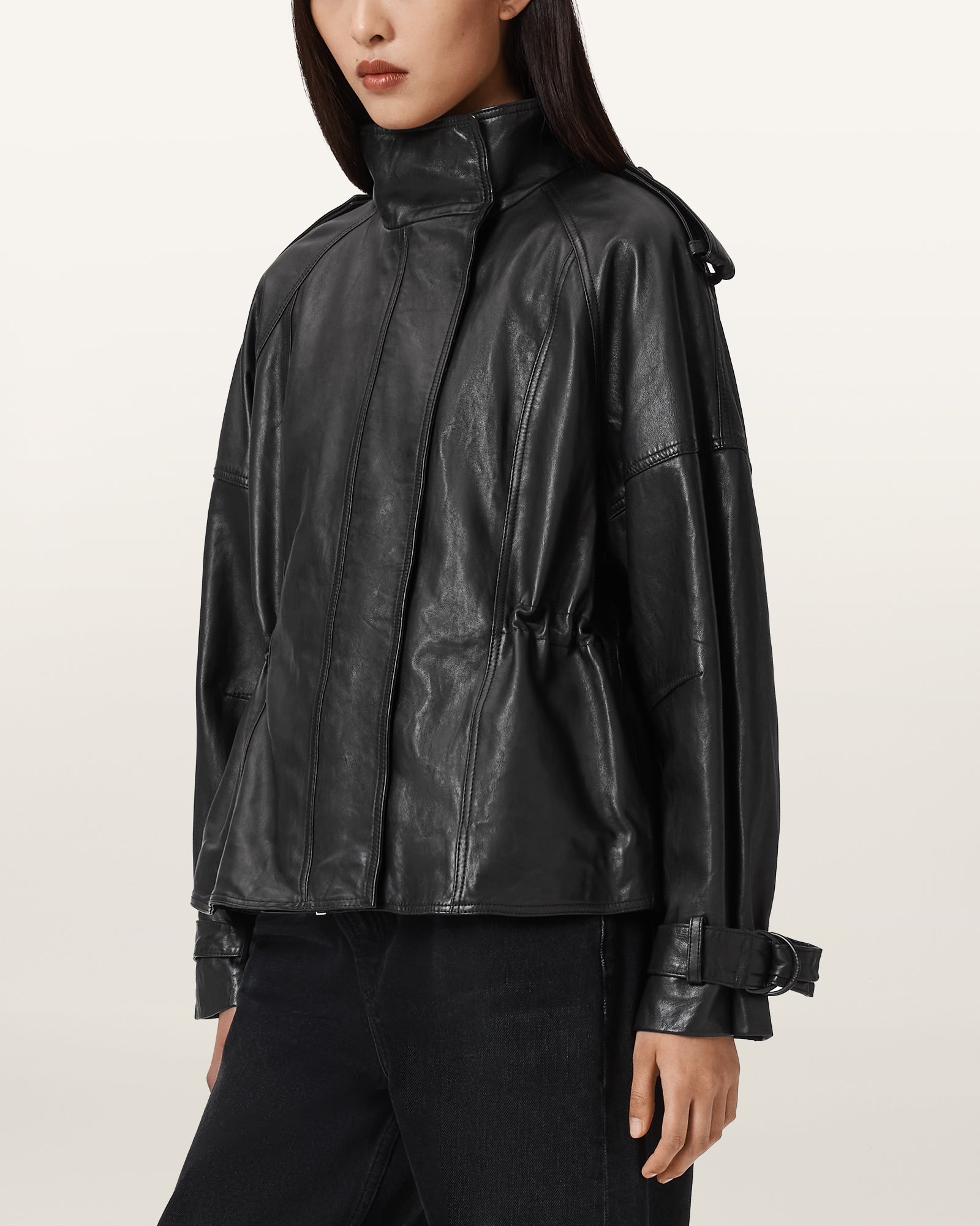 Black Color Serne Leather Jacket from AllSaints