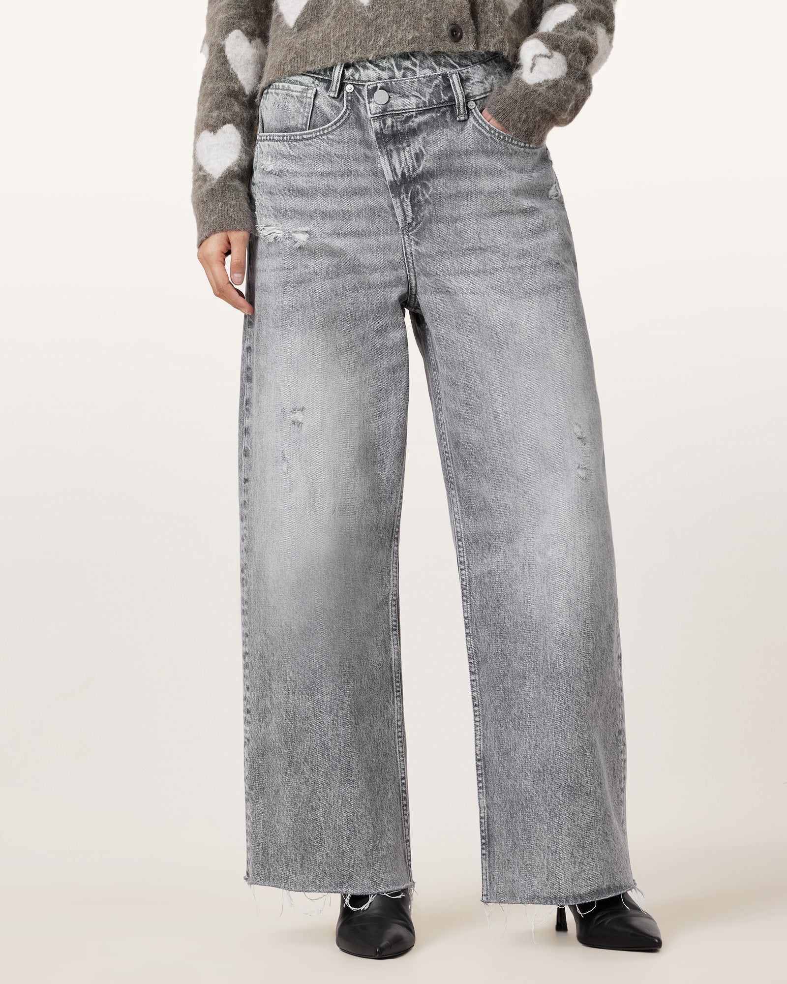 Washed Grey Color Aki Crossover Jean from AllSaints