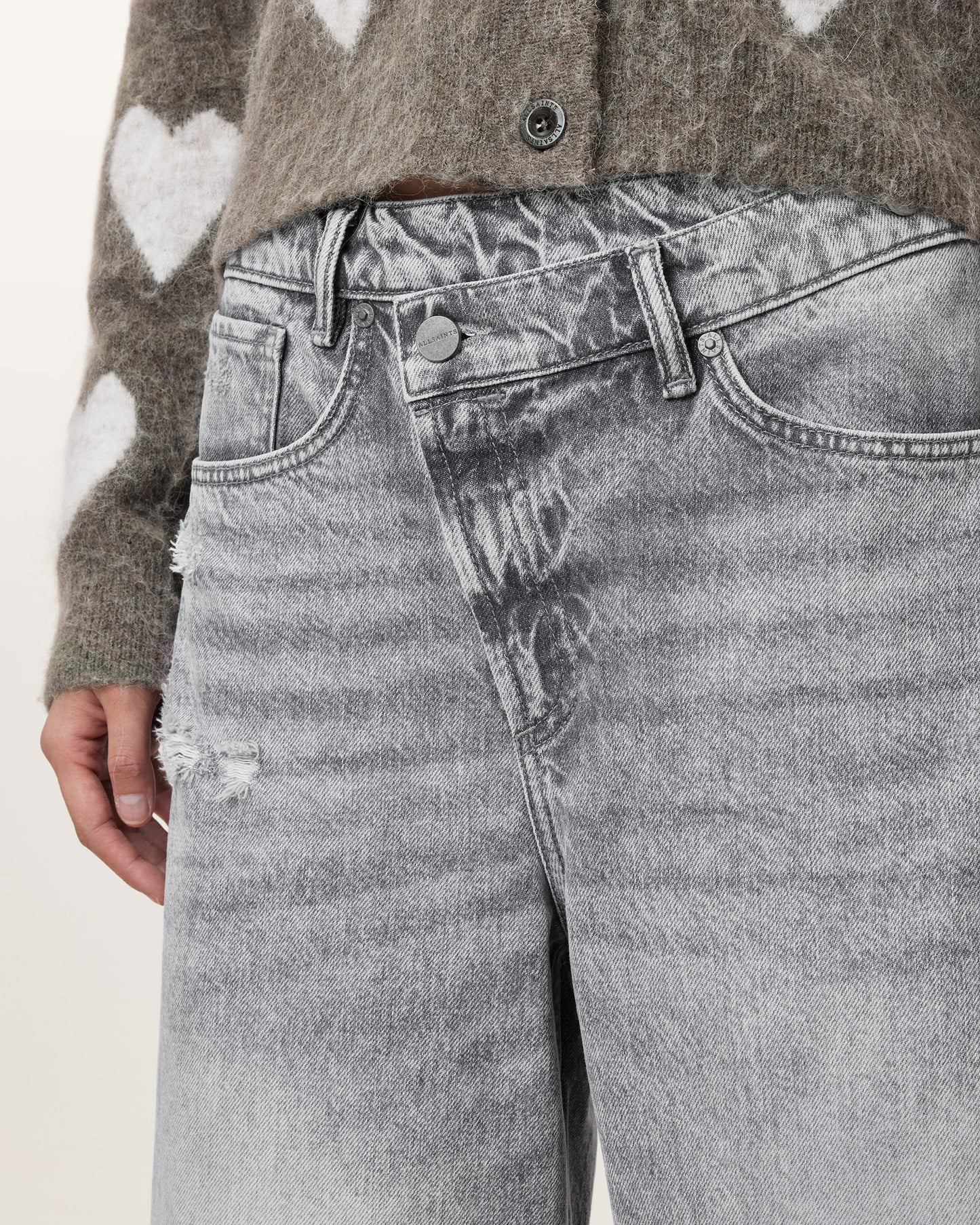 Washed Grey Color Aki Crossover Jean from AllSaints