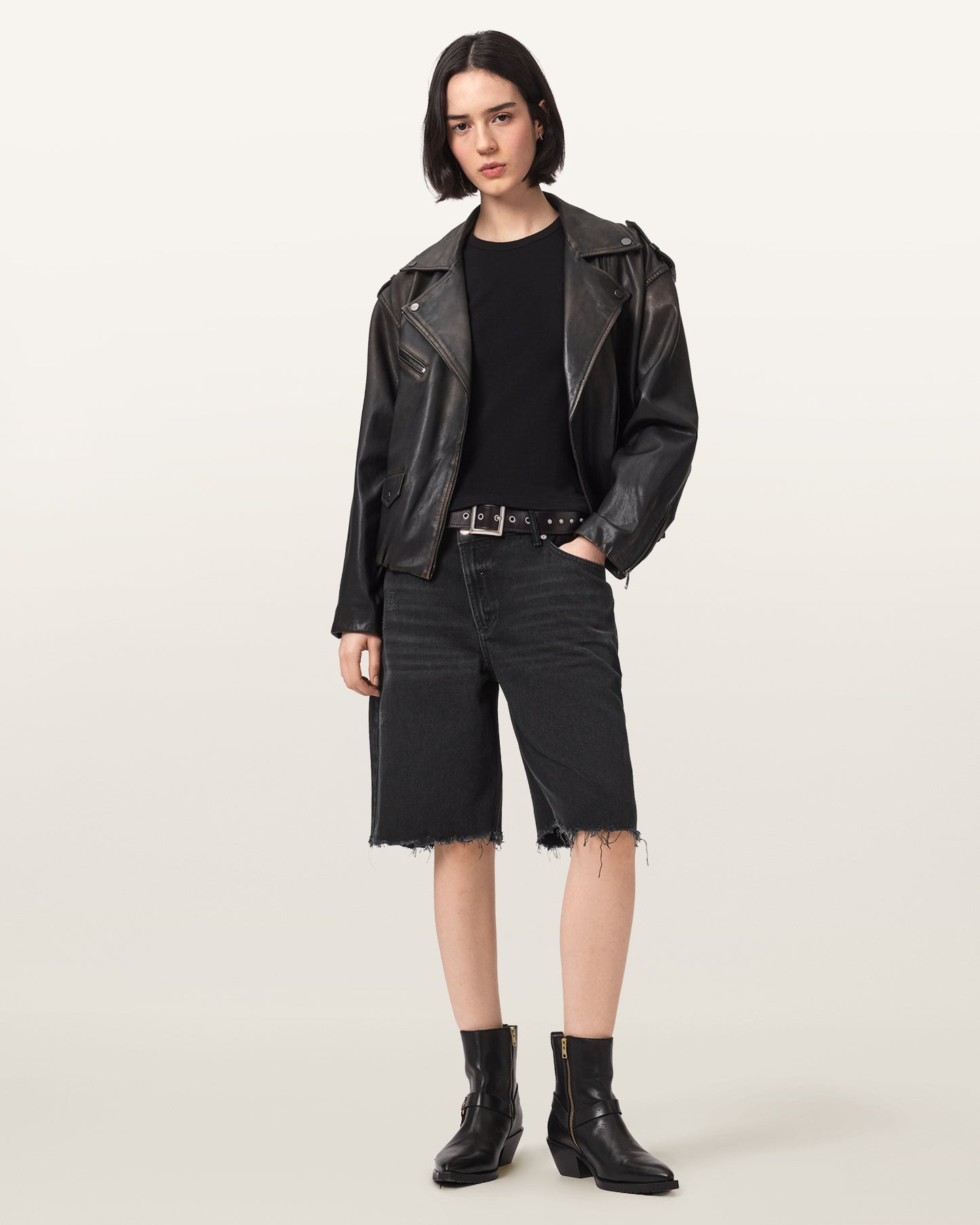 Washed Black Color Aki Crossover Short from AllSaints