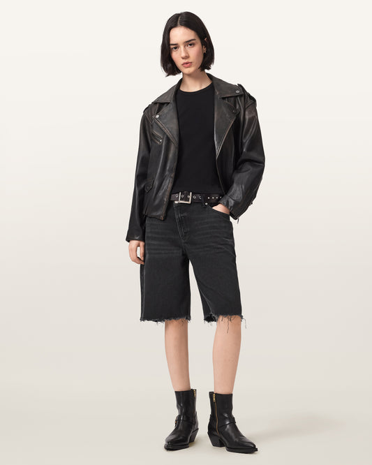 Washed Black Color Aki Crossover Short from AllSaints