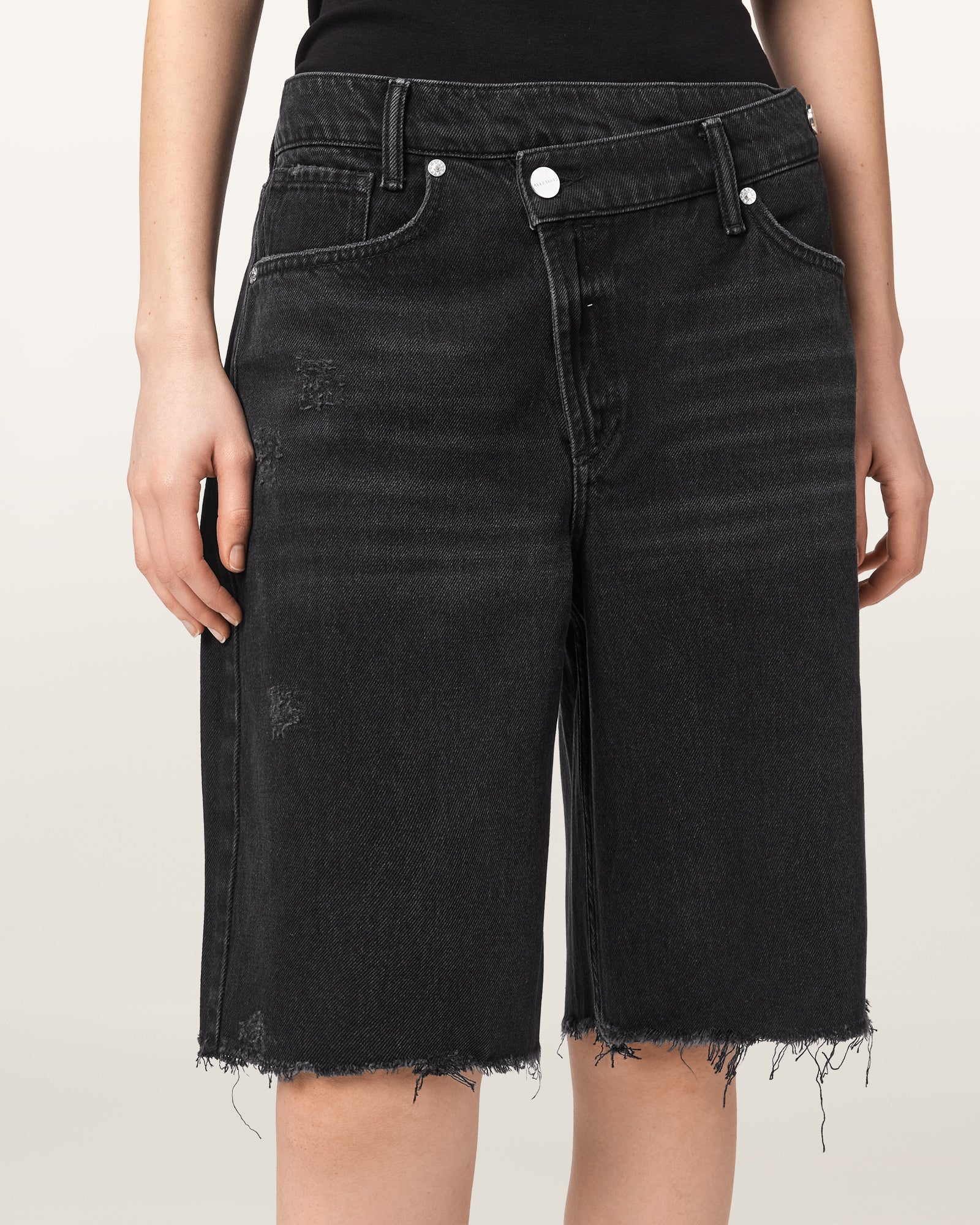 Washed Black Color Aki Crossover Short from AllSaints