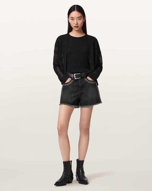 SHADOW BLACK Color Heidi Stud Short from AllSaints