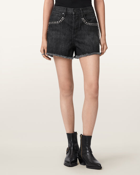 SHADOW BLACK Color Heidi Stud Short from AllSaints