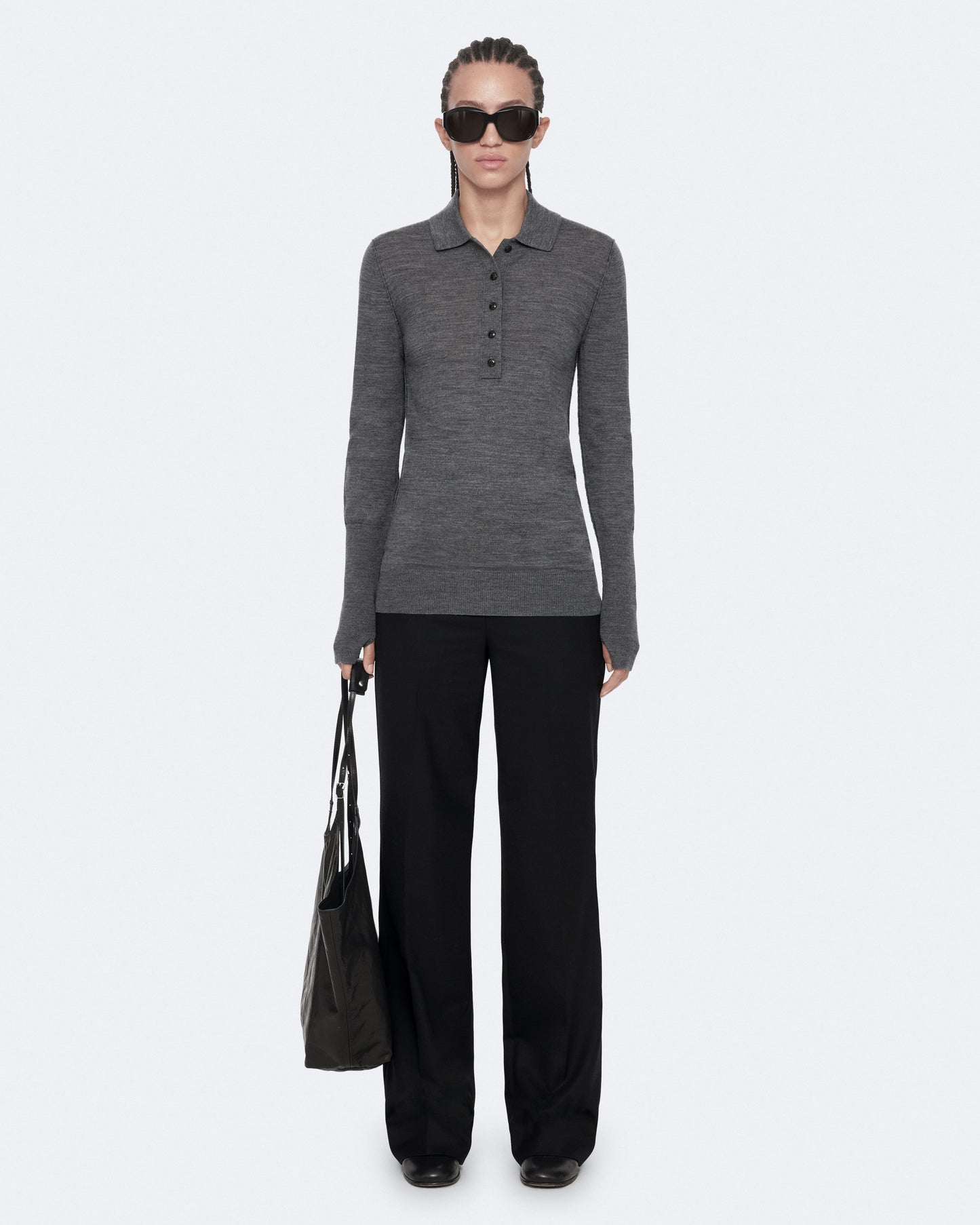 Grey Marl Color Martel Polo Shirt from AllSaints