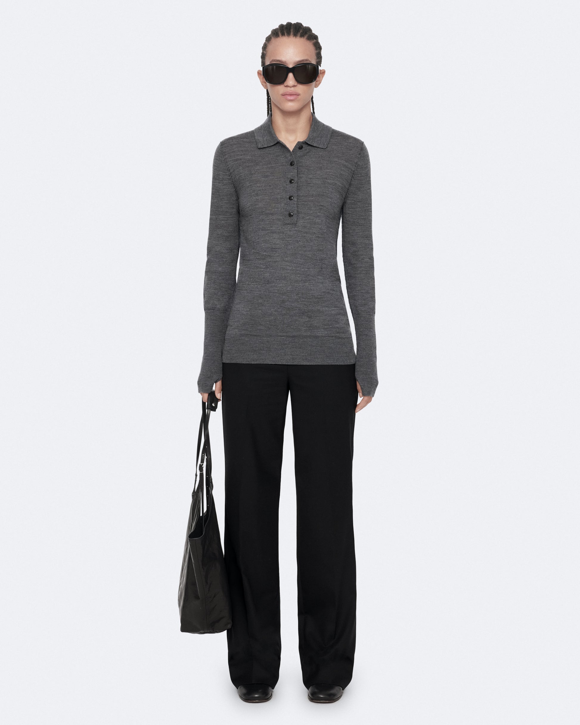 Grey Marl Color Martel Polo Shirt from AllSaints