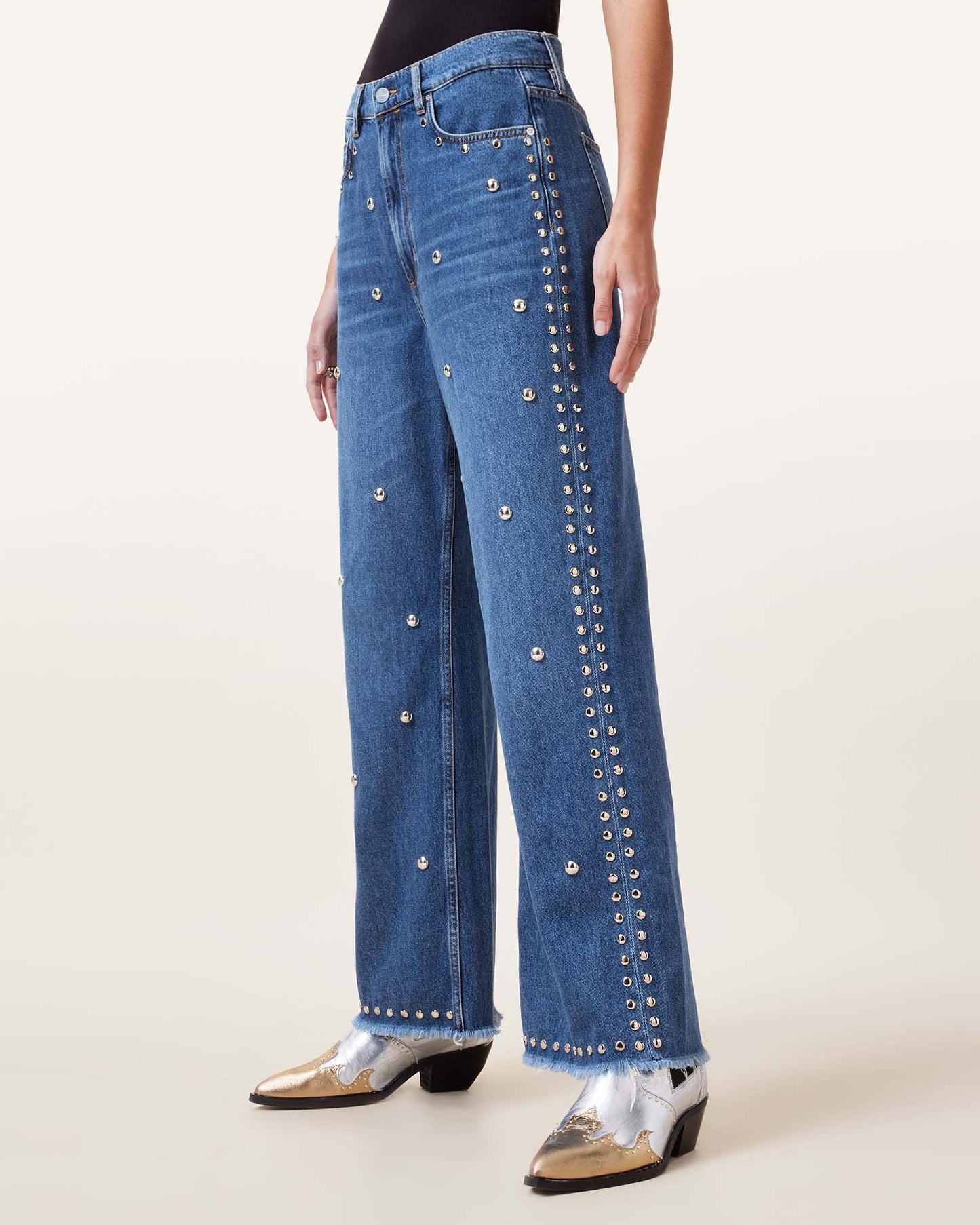 Mid Indigo Color Blake Stud Jean from AllSaints