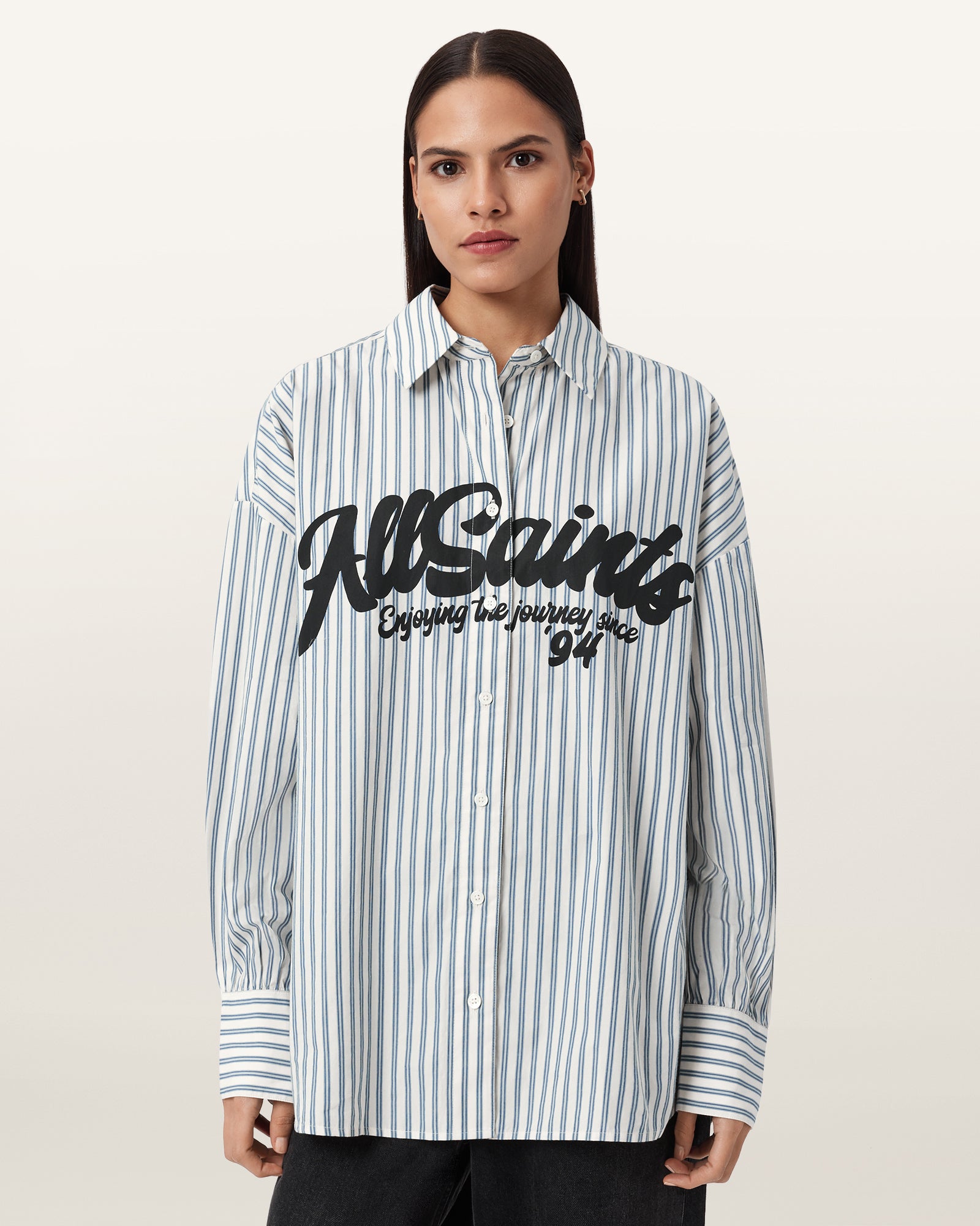 BLUE/WHITE Color Adrianne Shirt from AllSaints