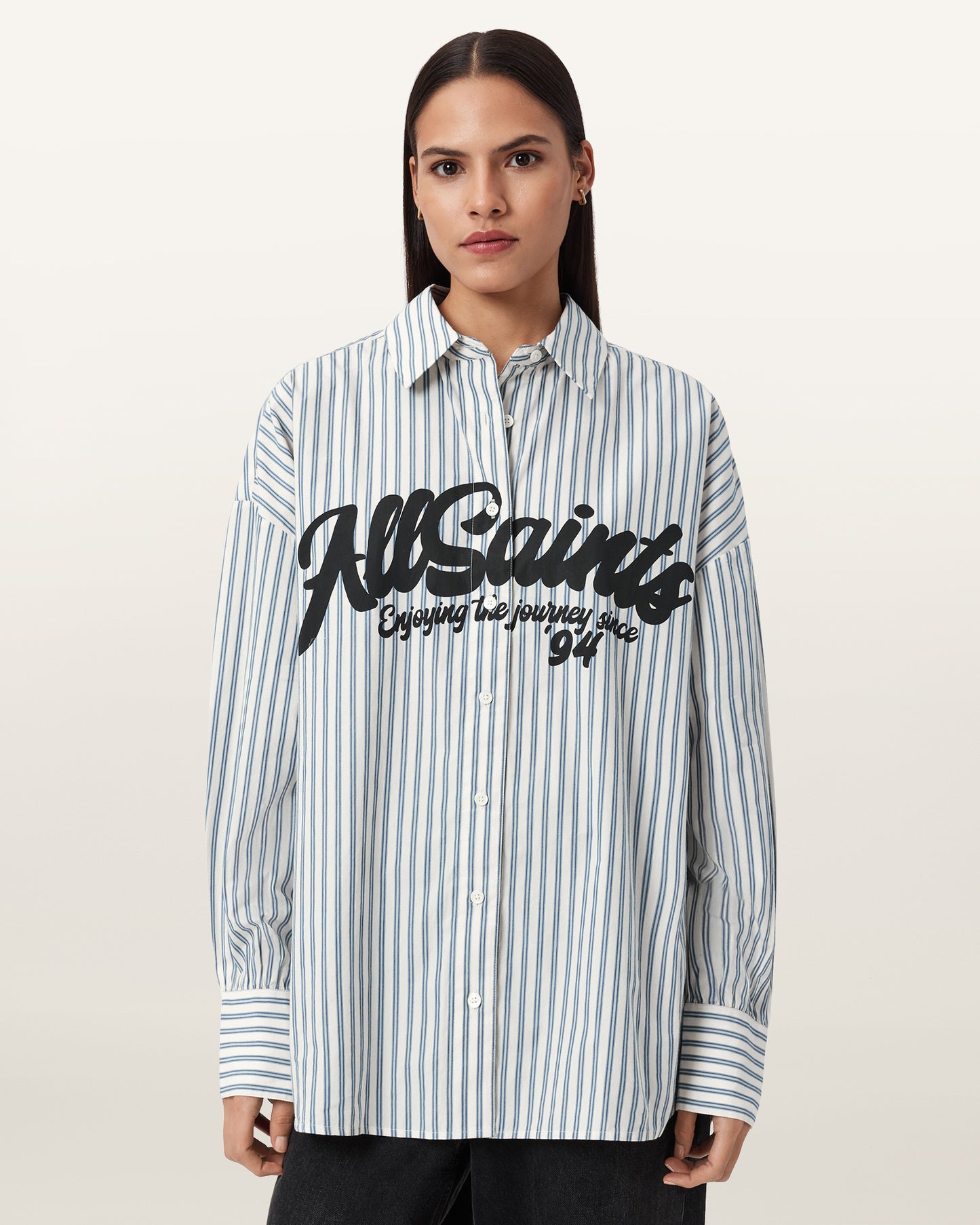 BLUE/WHITE Color Adrianne Shirt from AllSaints