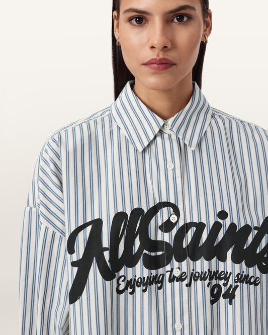 BLUE/WHITE Color Adrianne Shirt from AllSaints