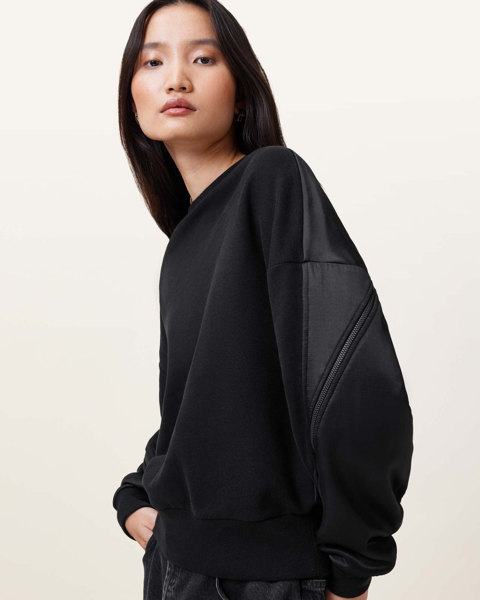 Black Color Peggy Zip Sweatshirt from AllSaints