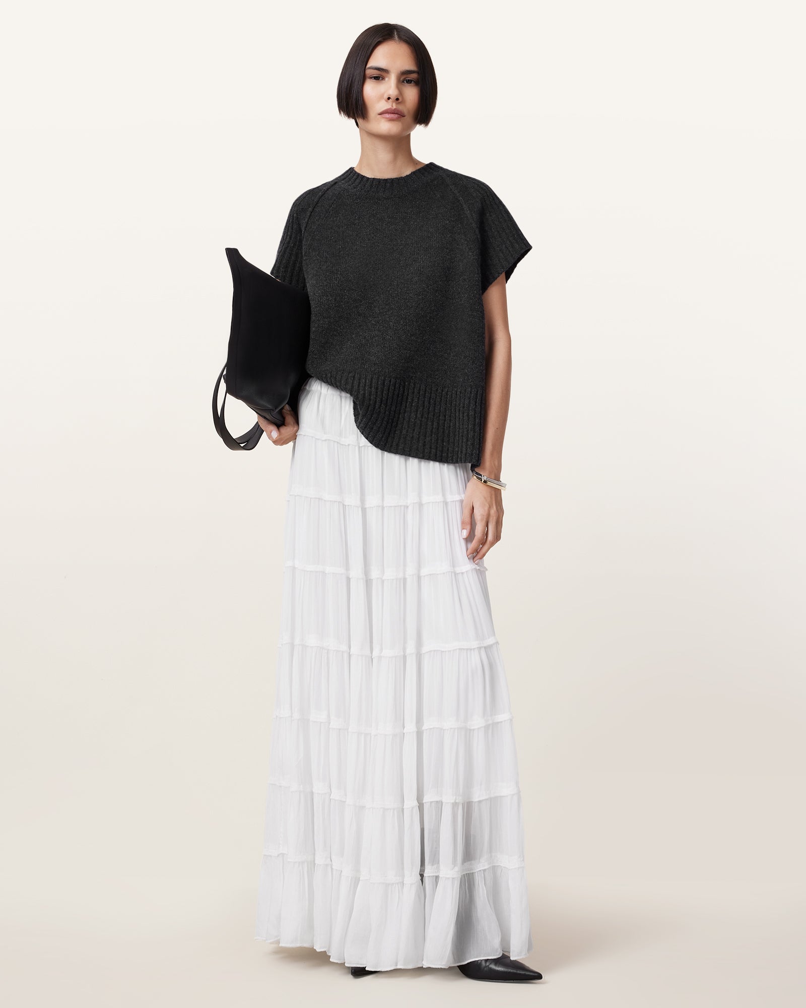 Chalk White Color Eva Maxi Skirt from AllSaints