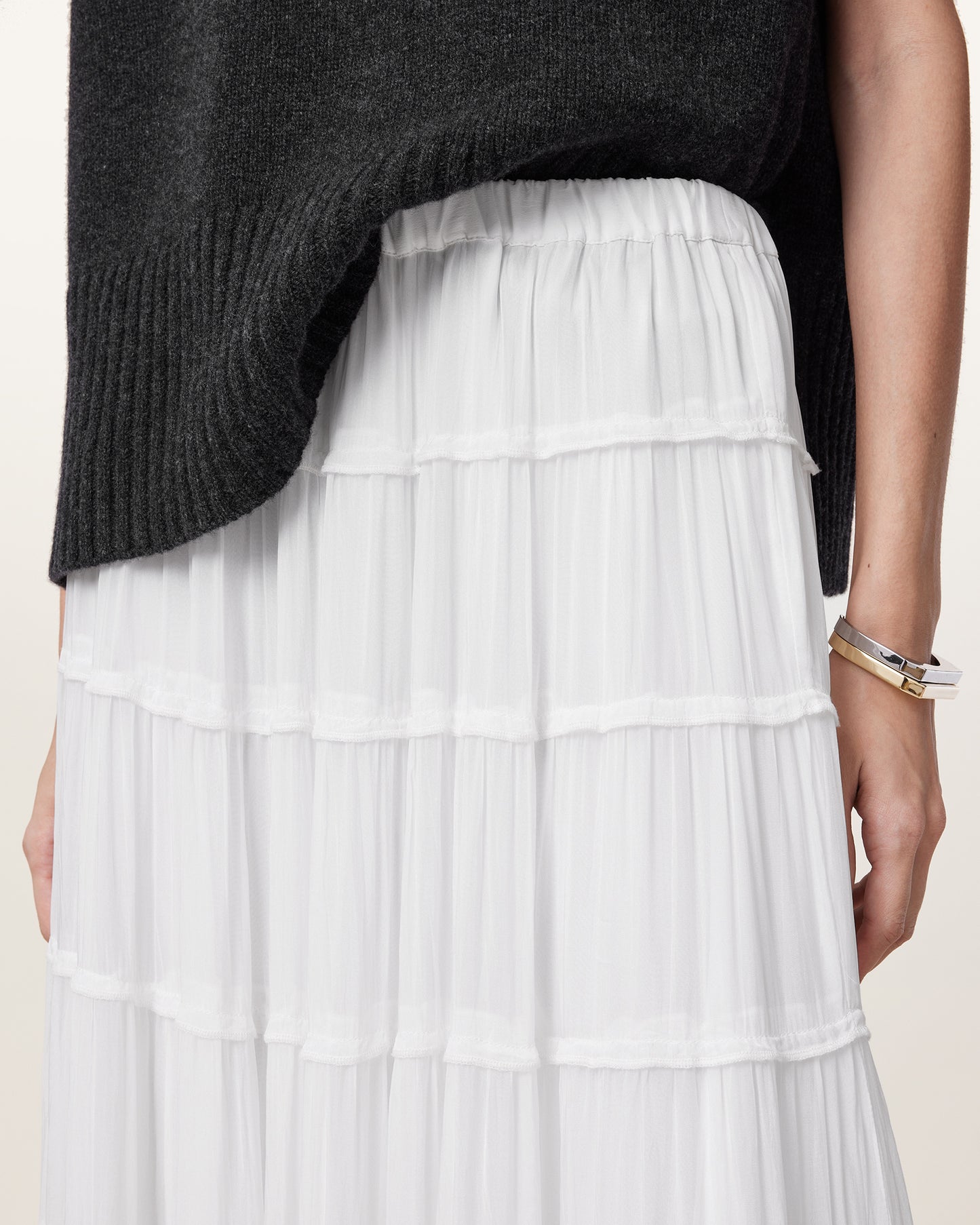 Chalk White Color Eva Maxi Skirt from AllSaints