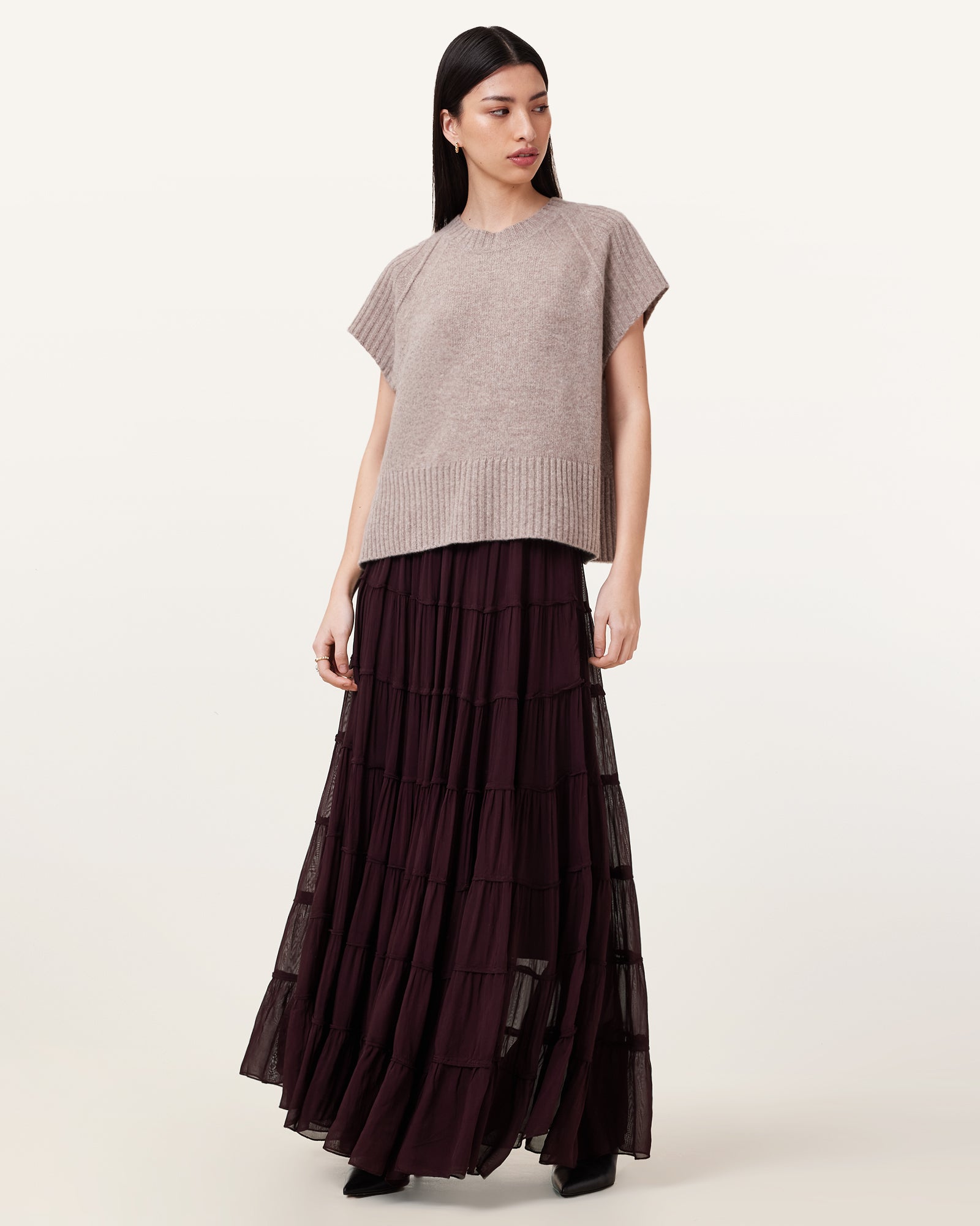 PLUM BROWN Color Eva Maxi Skirt from AllSaints