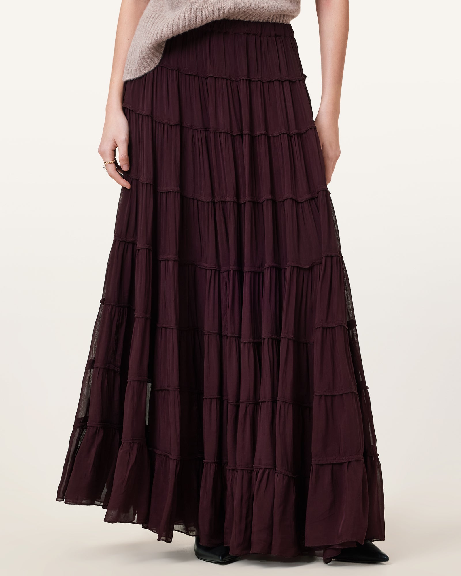 PLUM BROWN Color Eva Maxi Skirt from AllSaints