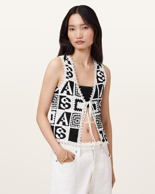 BLACK/CHALK WHITE Color Florence Waistcoat from AllSaints