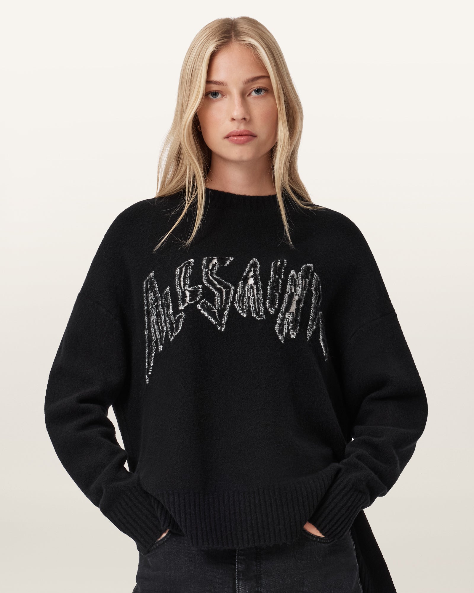 BLACK/CHALK WHITE Color Zinc Jumper from AllSaints