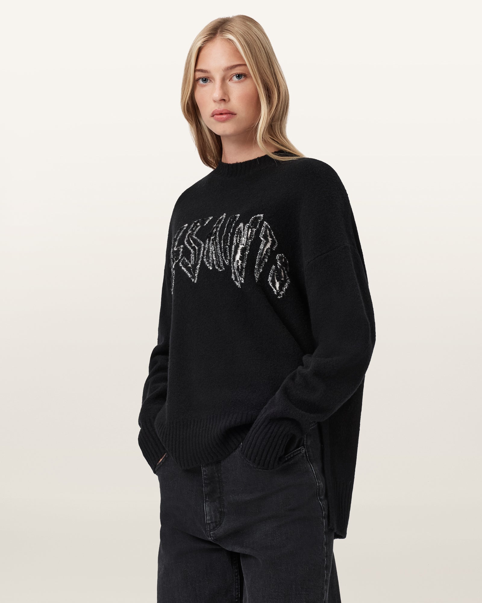 BLACK/CHALK WHITE Color Zinc Jumper from AllSaints