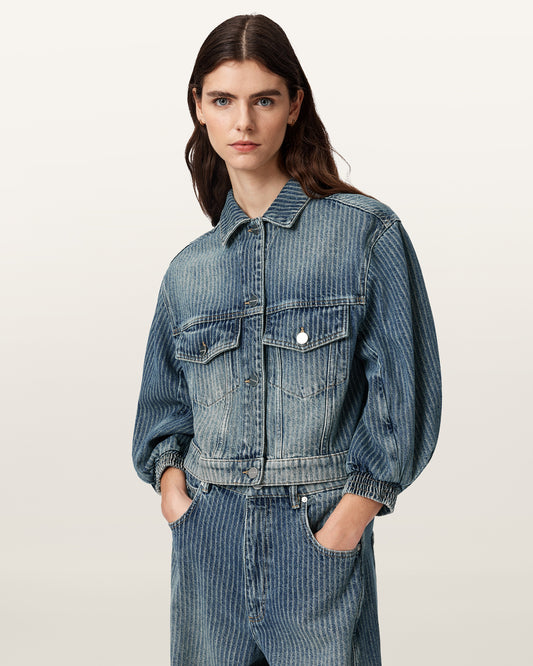 TITAN BLUE Color Luca Stripe Jacket from AllSaints