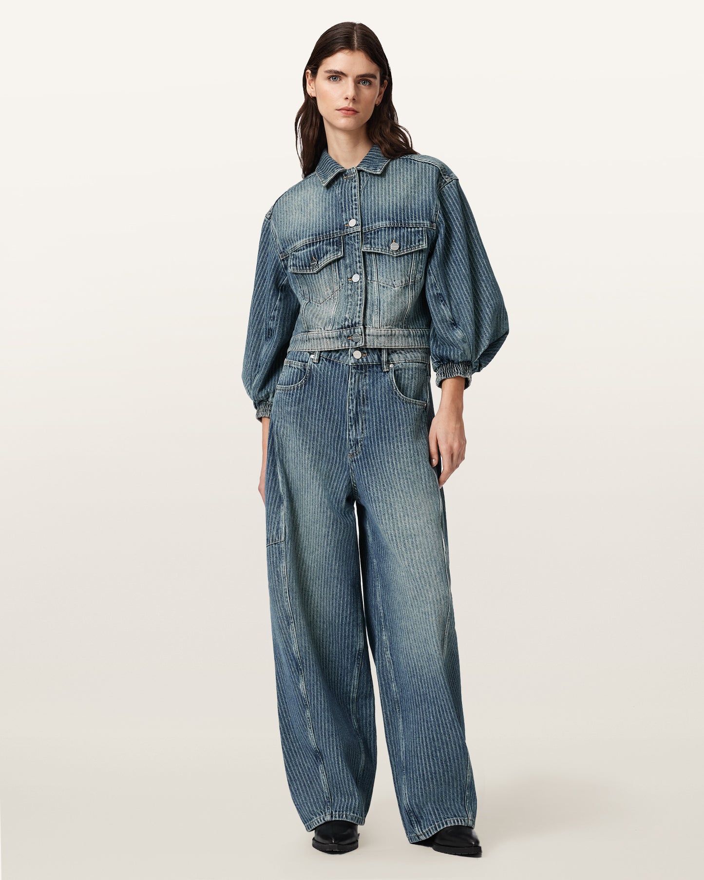 TITAN BLUE Color Luca Stripe Jacket from AllSaints