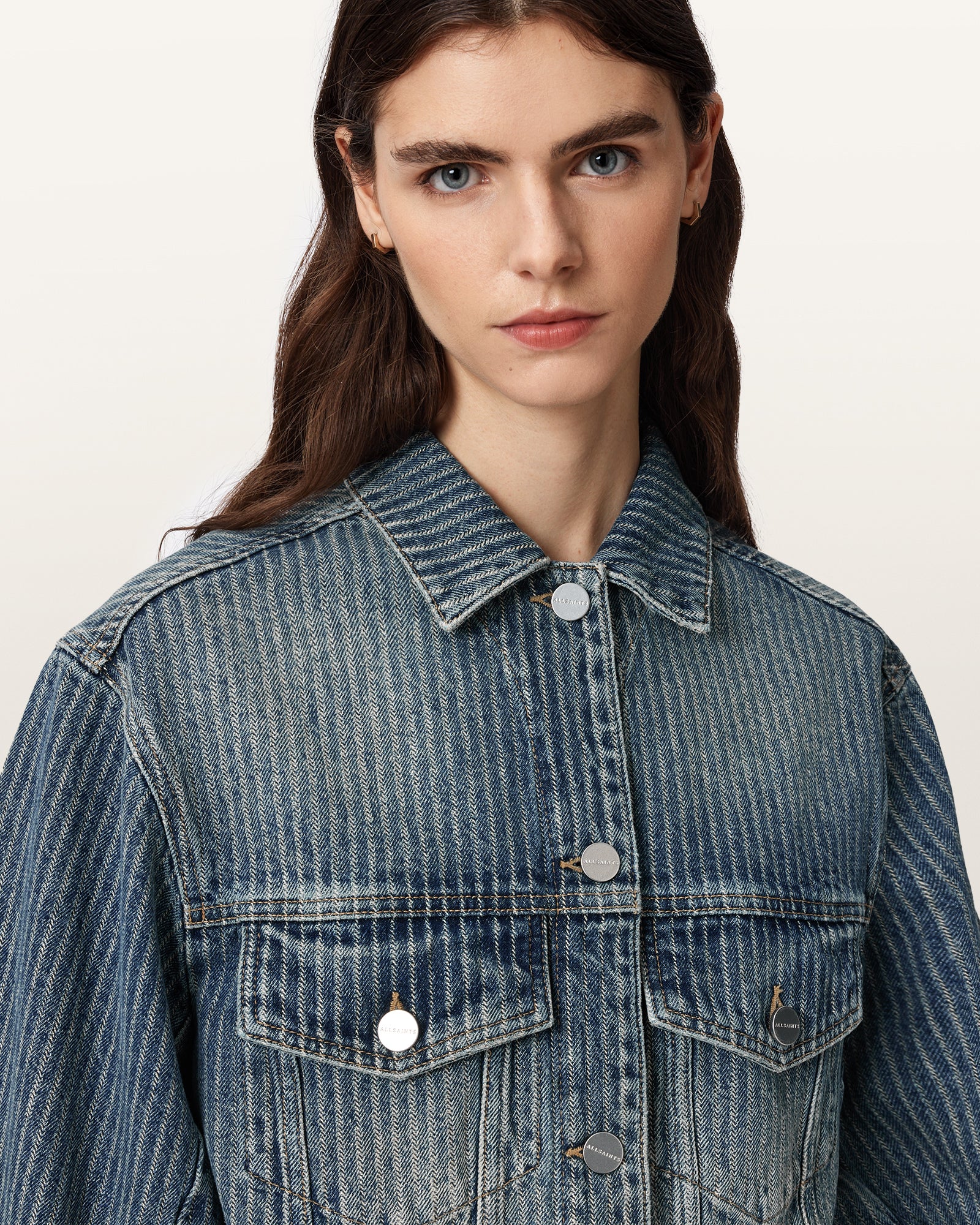TITAN BLUE Color Luca Stripe Jacket from AllSaints