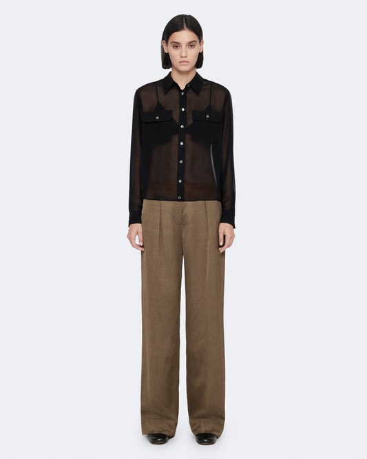 Khaki Green Color Leonie Satin Trousers from AllSaints