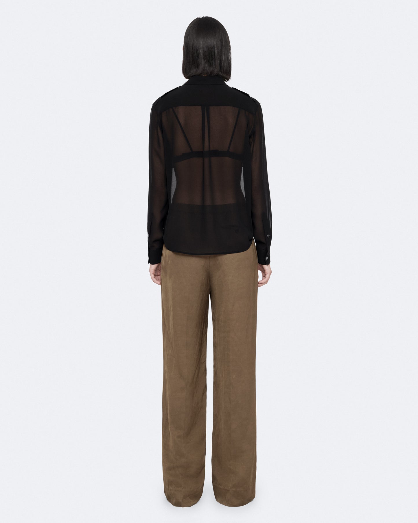 Khaki Green Color Leonie Satin Trousers from AllSaints
