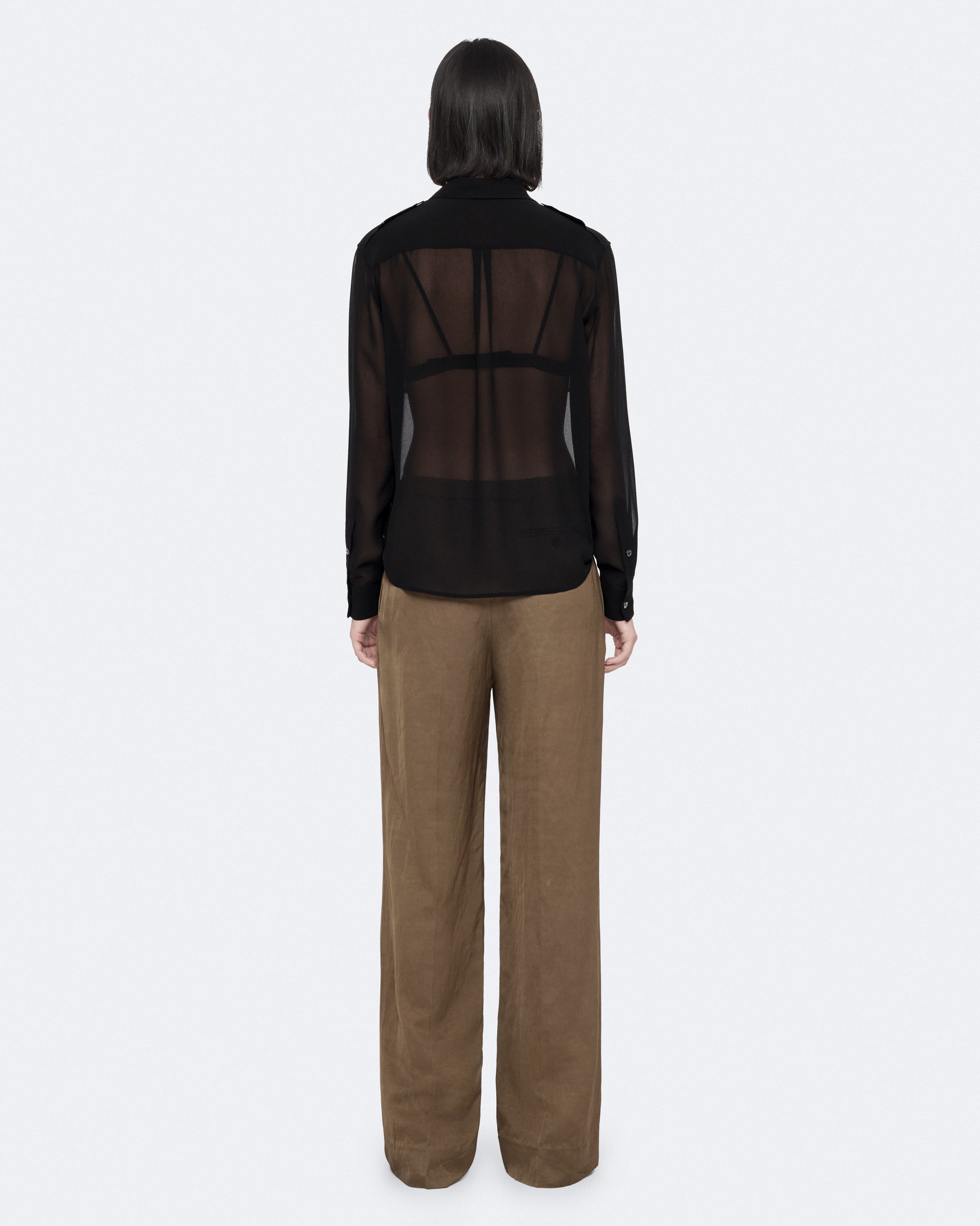 Khaki Green Color Leonie Satin Trousers from AllSaints