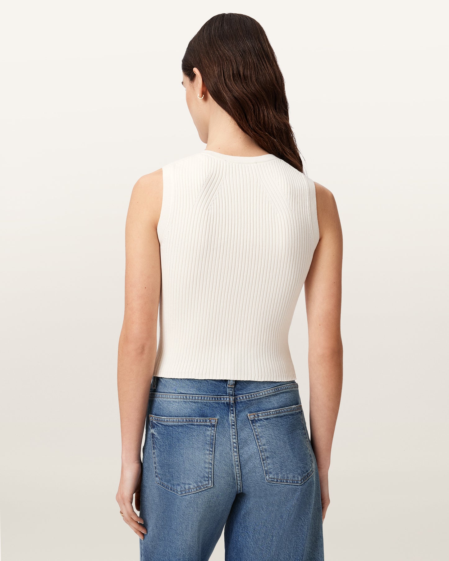 Chalk White Color Cruz Zip Waistcoat Knit from AllSaints