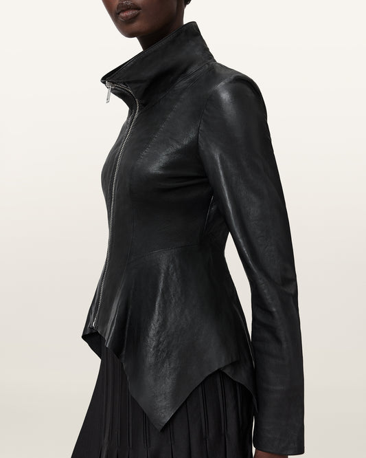 Black Color Grace Leather Biker Jacket from AllSaints