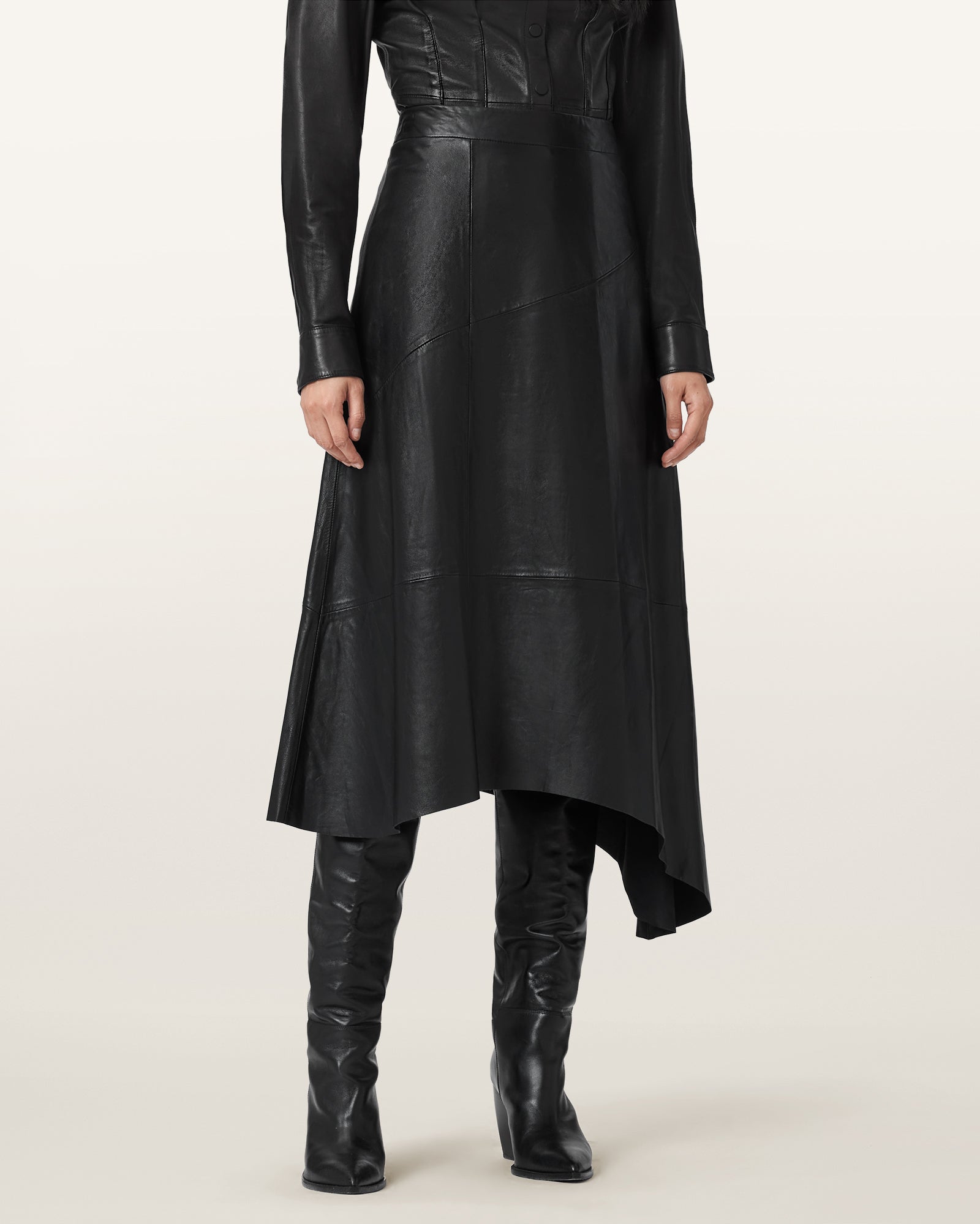 Black Color Gia Leather Skirt from AllSaints