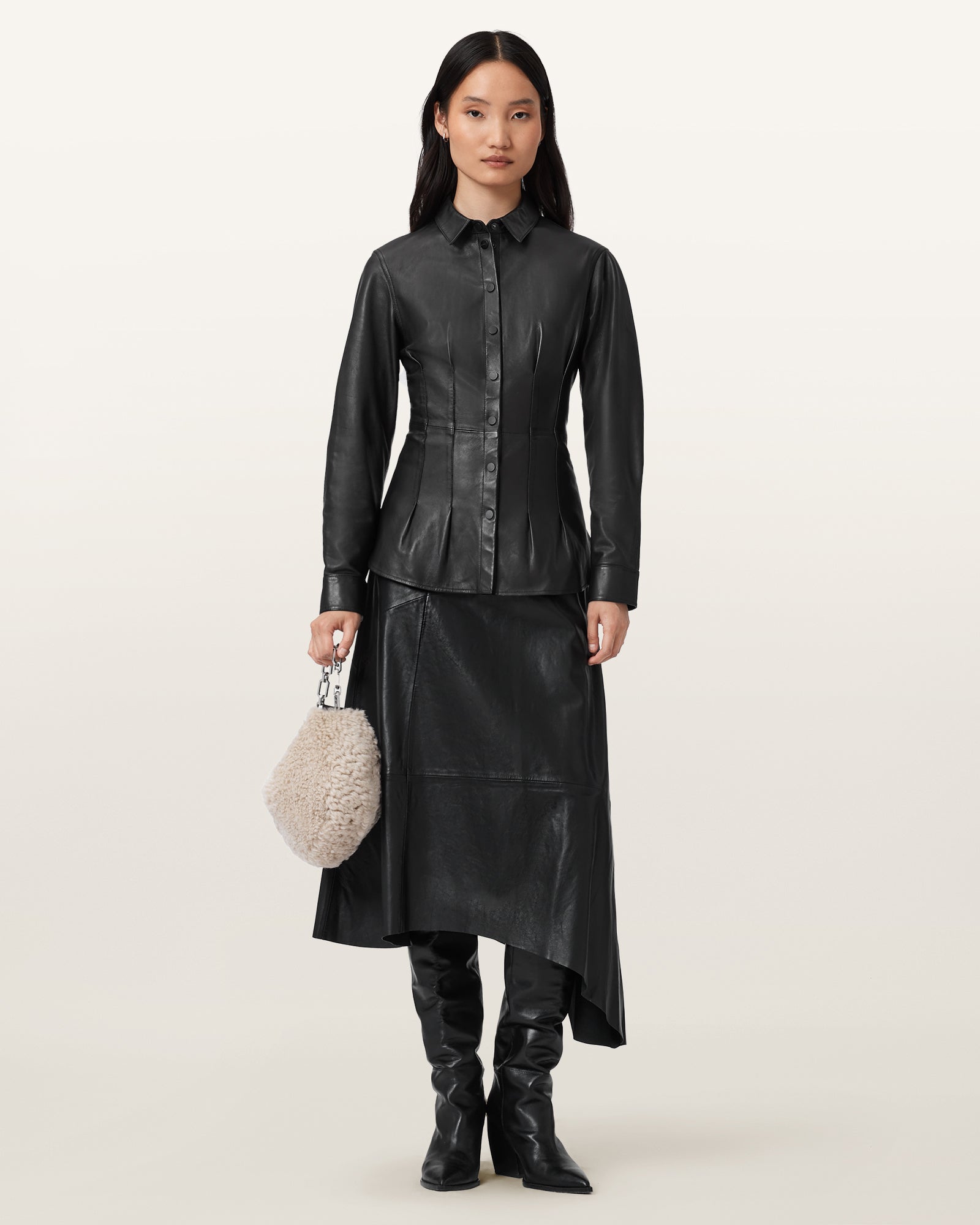 Black Color Gia Leather Skirt from AllSaints