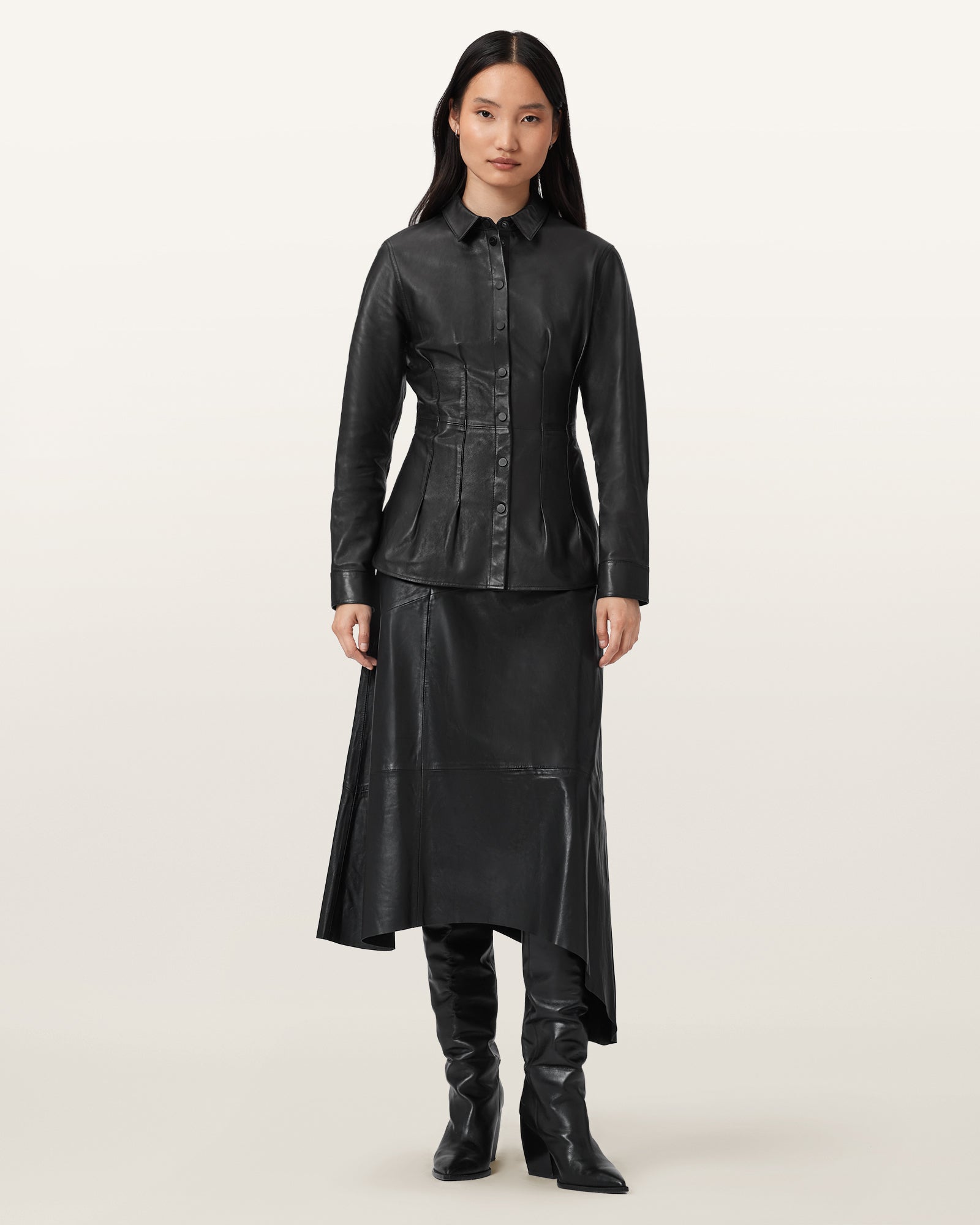 Black Color Gia Leather Skirt from AllSaints