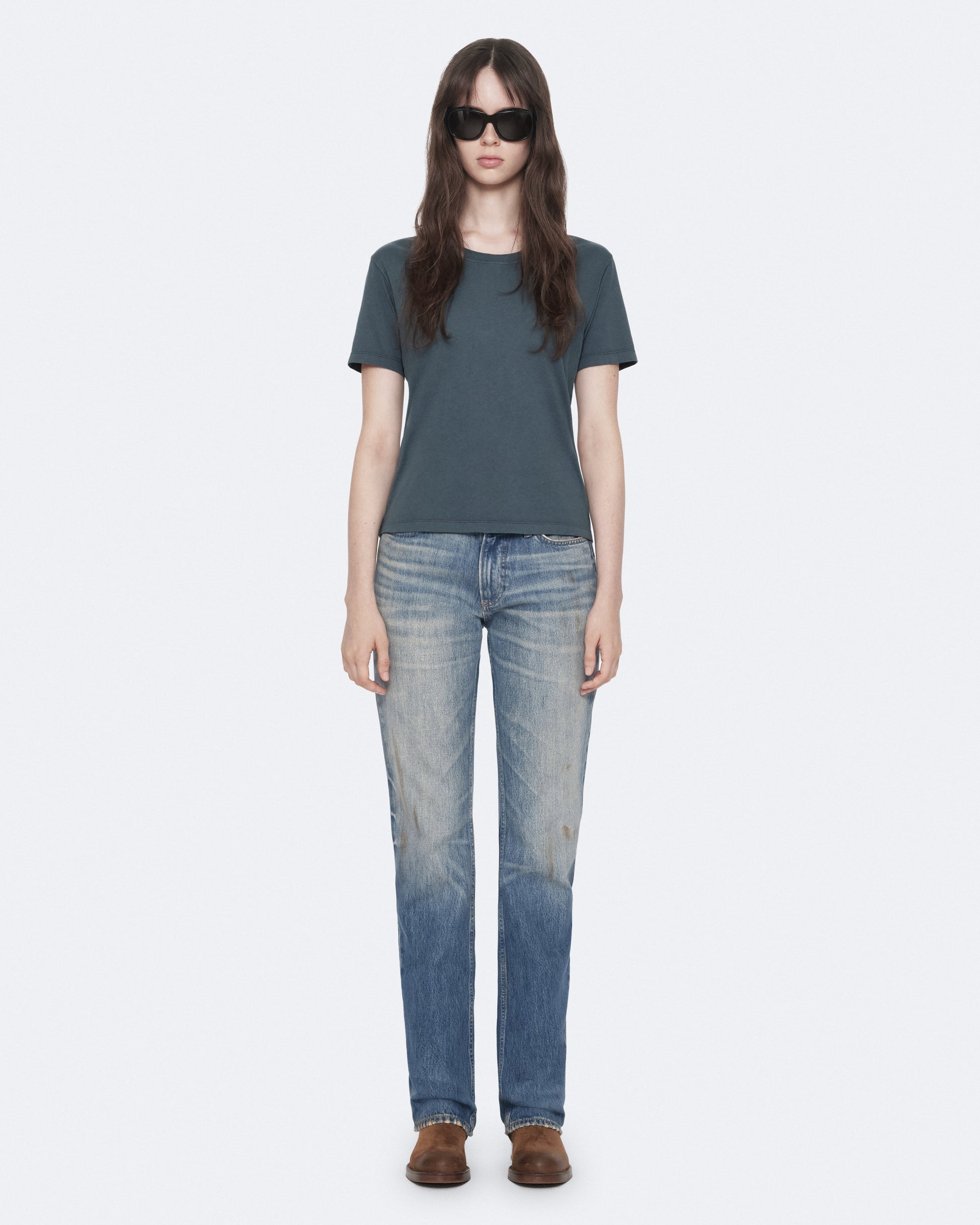 TINT LIGHT INDIGO Color Nat Low Slim Jeans from AllSaints