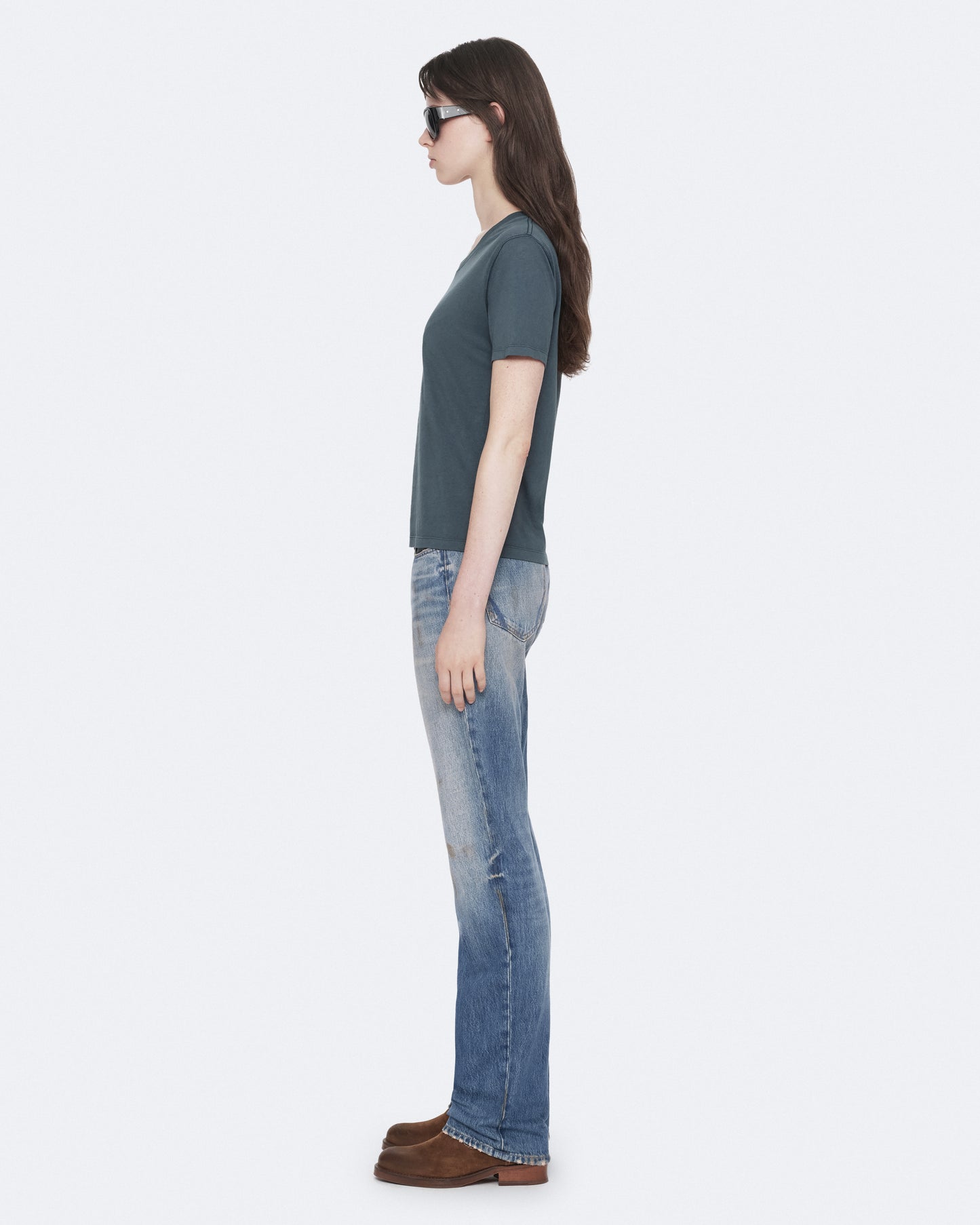 TINT LIGHT INDIGO Color Nat Low Slim Jeans from AllSaints